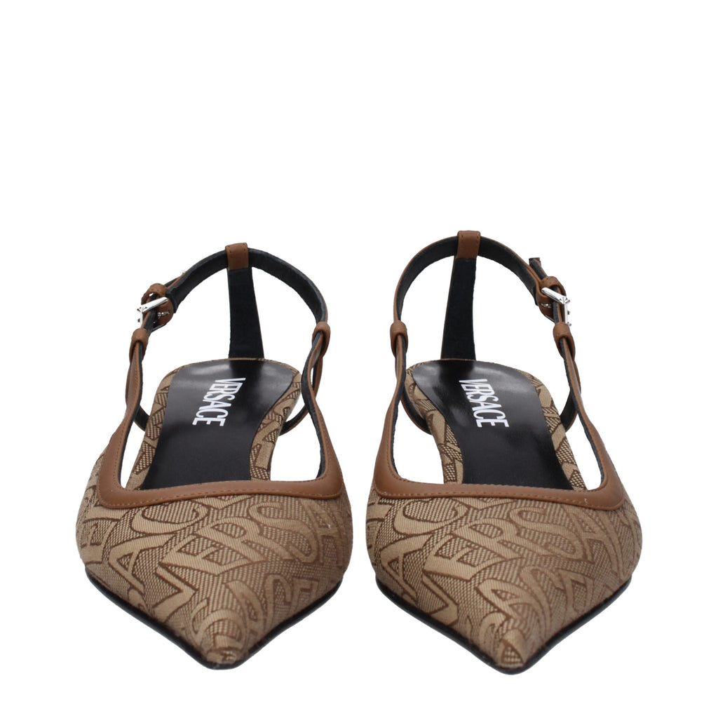 Versace Beige Fabric Sandal