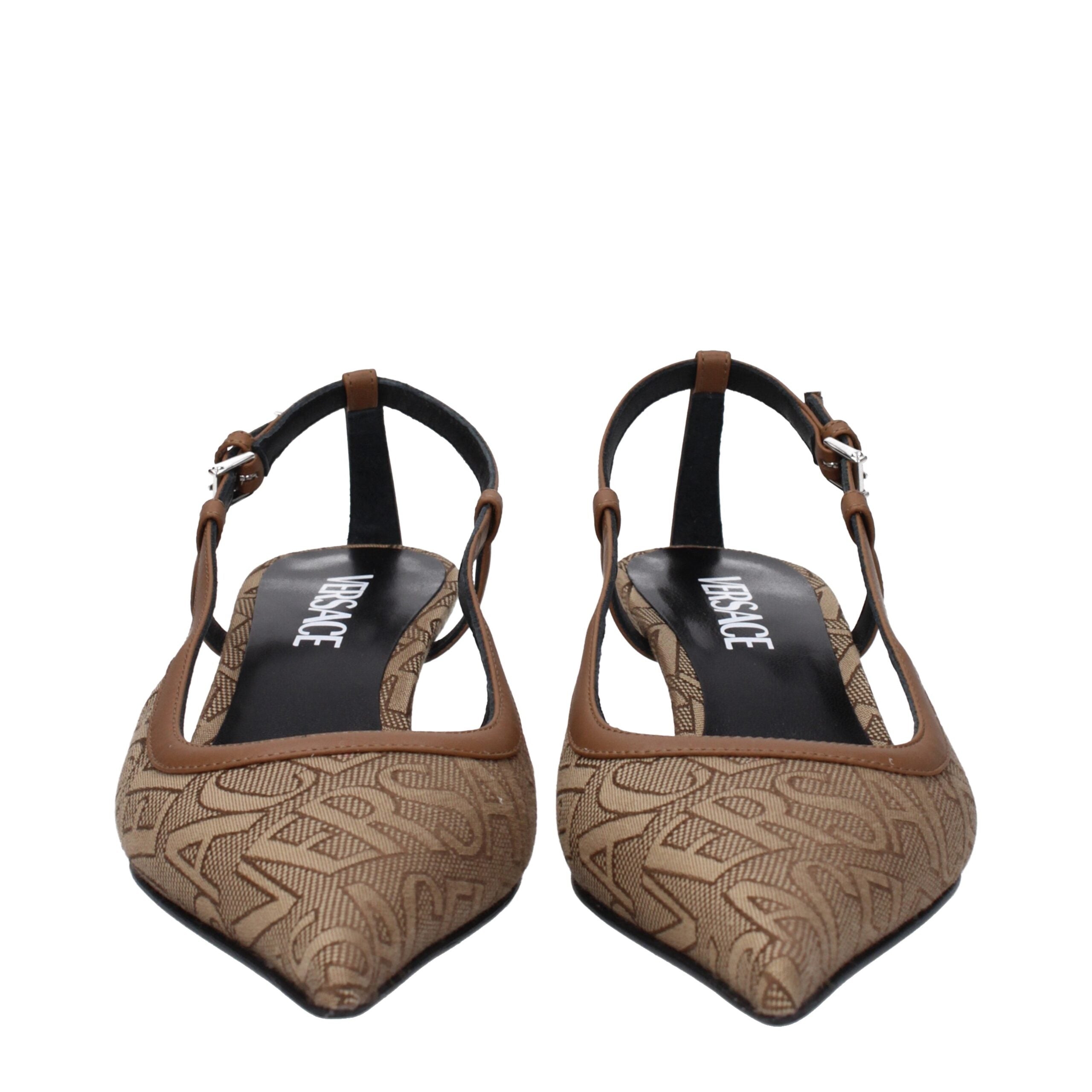 Versace Beige Fabric Sandal
