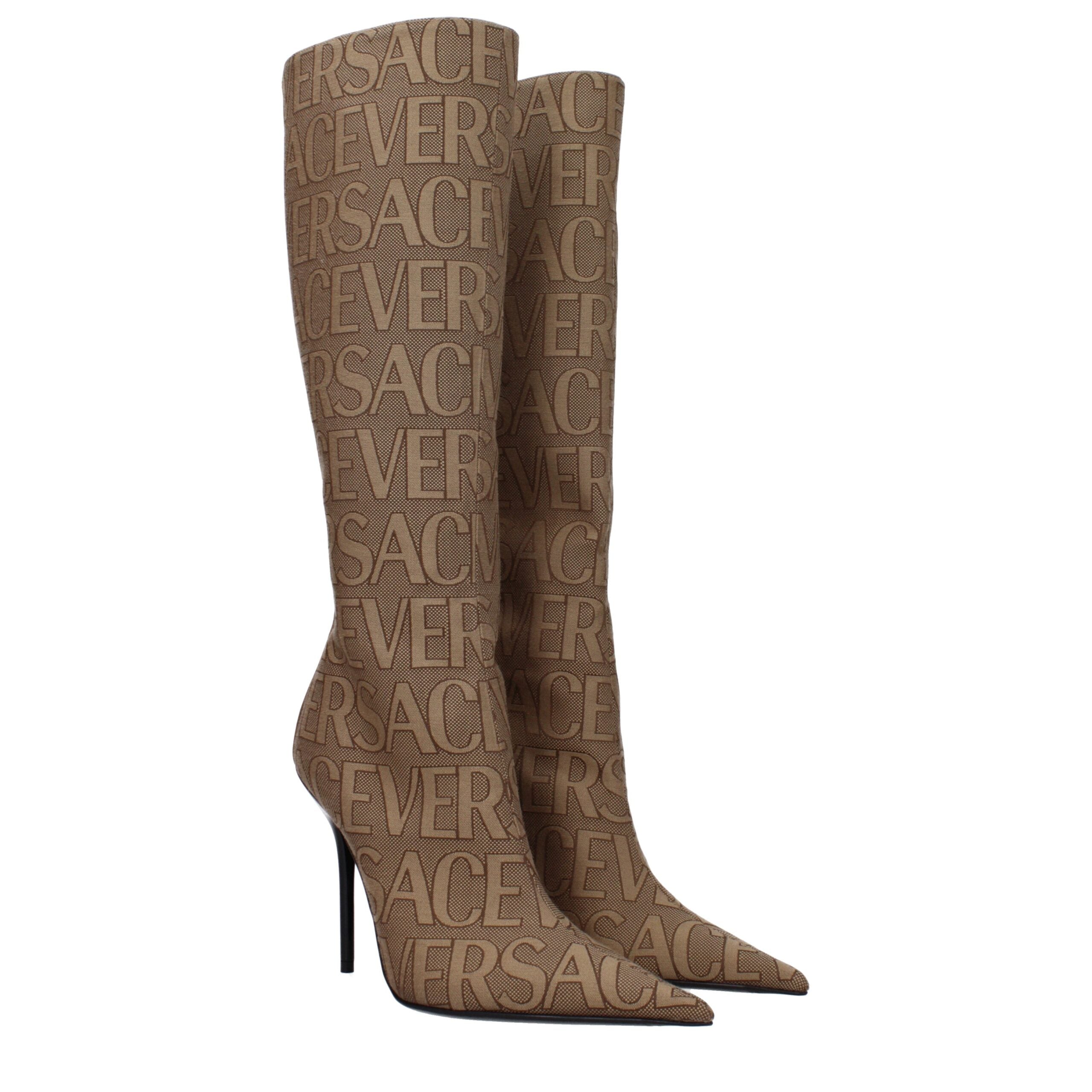 Versace Beige Fabric Boot