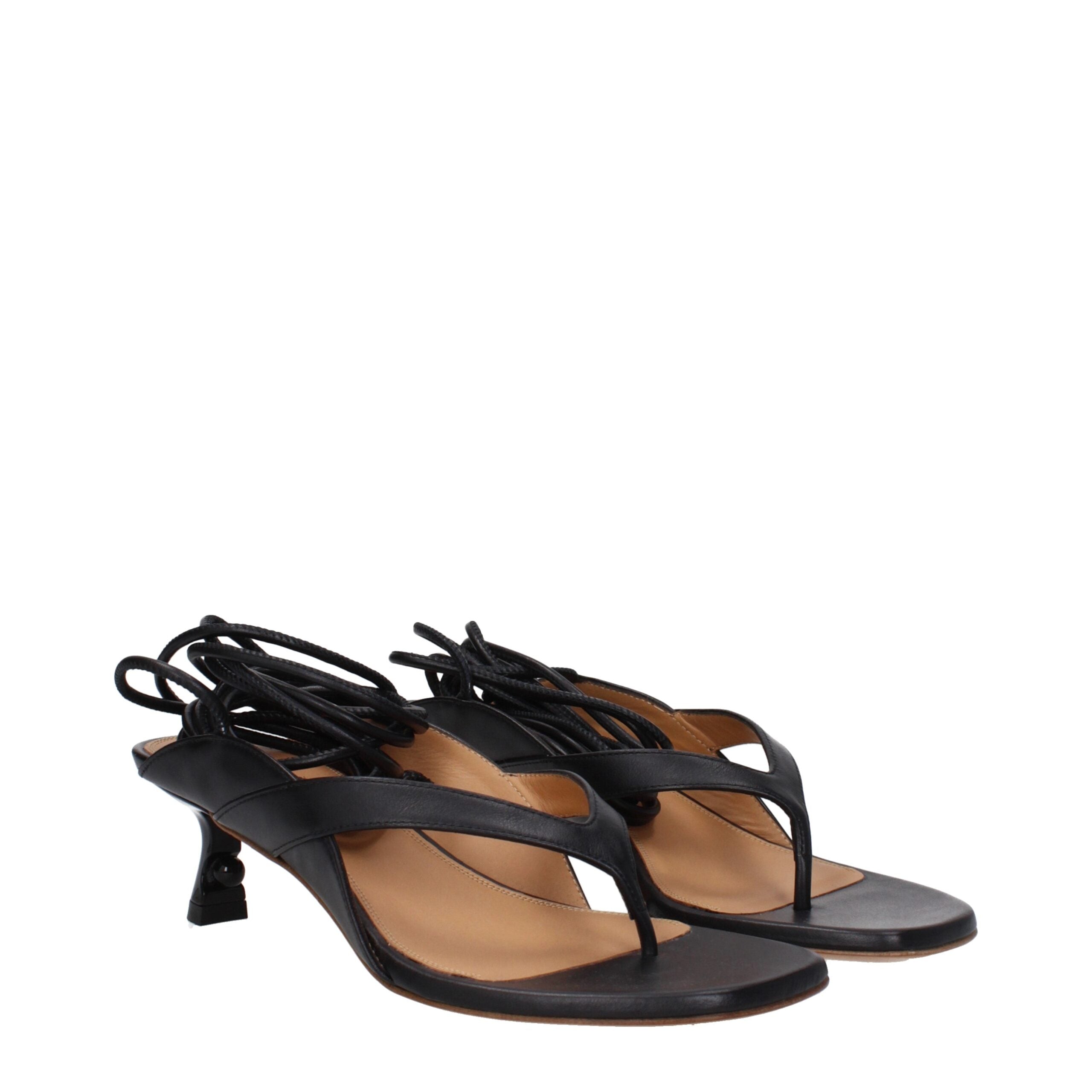 Off-White Black Leather Flip-Flop Sandal