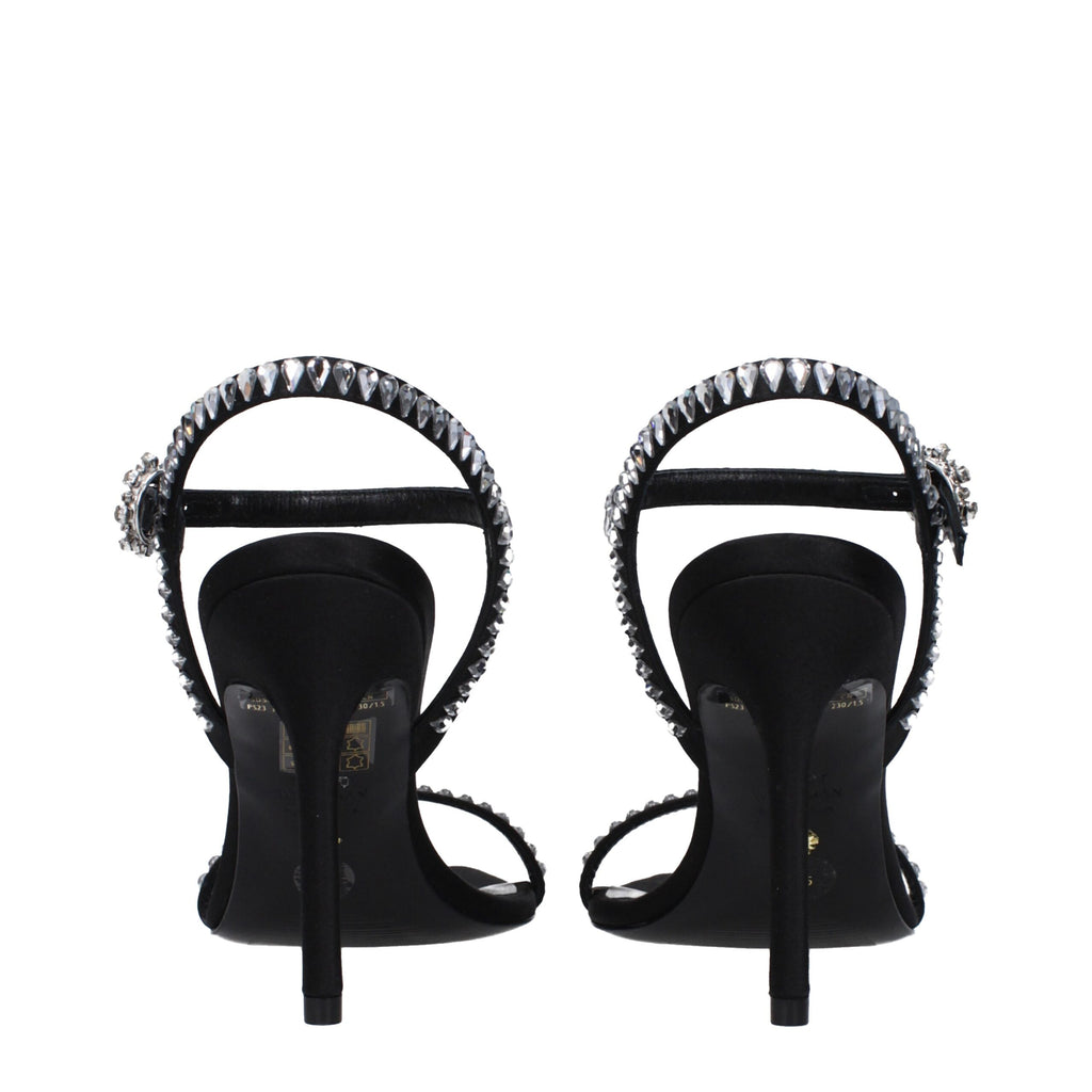 Stuart Weitzman Black Satin Sandal