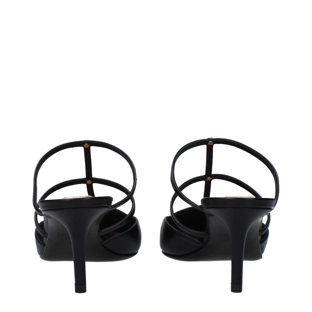 Valentino Garavani Black Leather Sandal