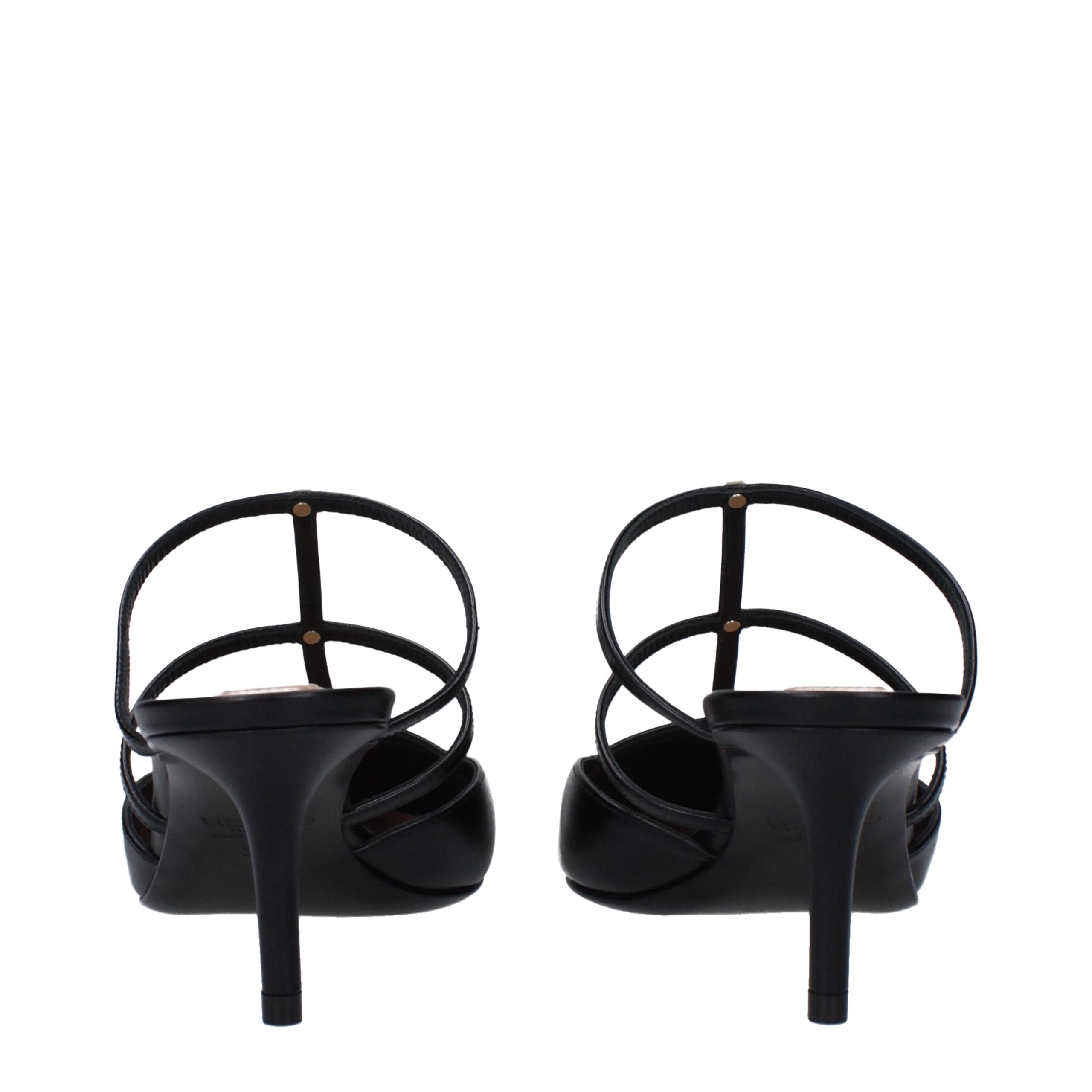 Valentino Garavani Black Leather Sandal