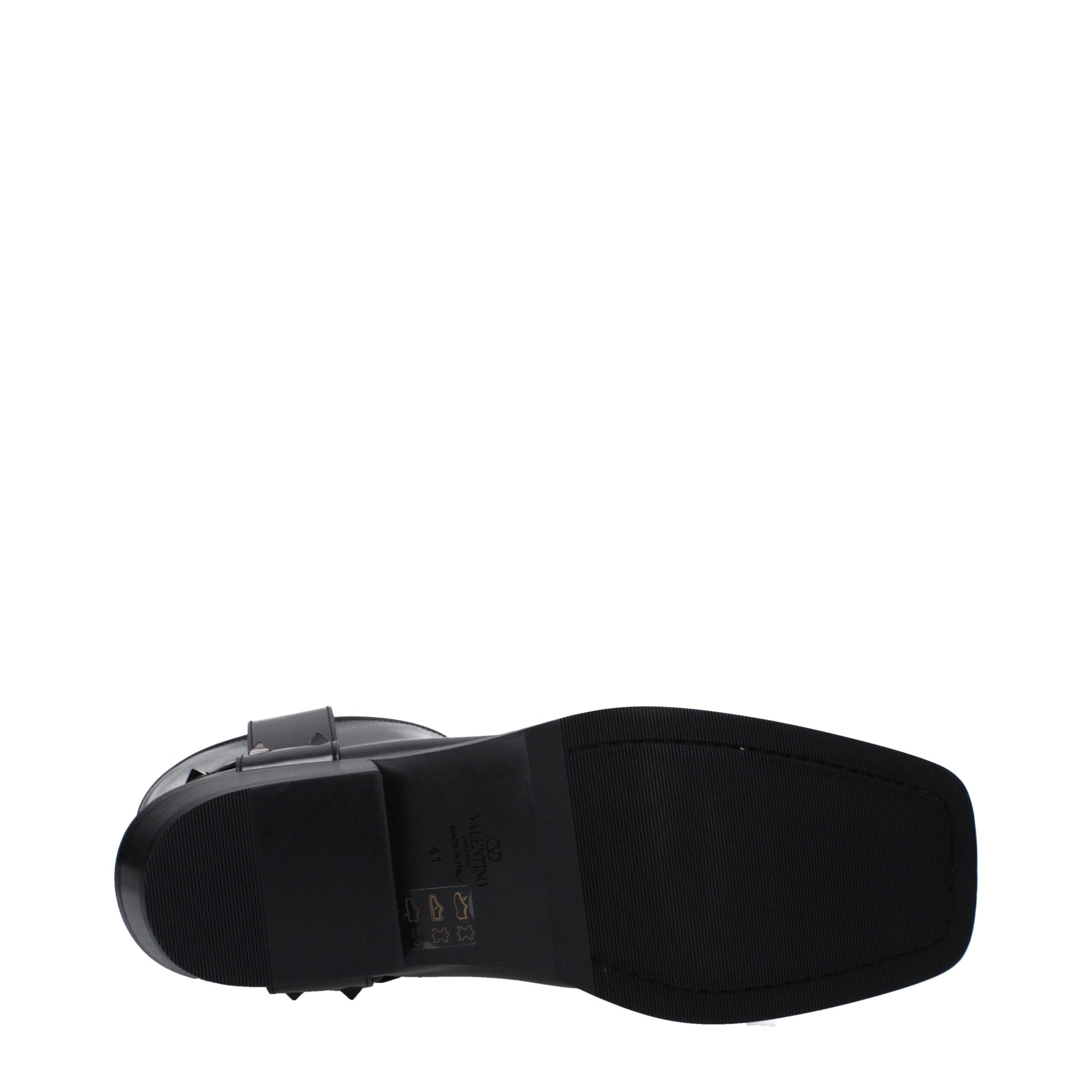 Valentino Garavani Black Leather Ankle