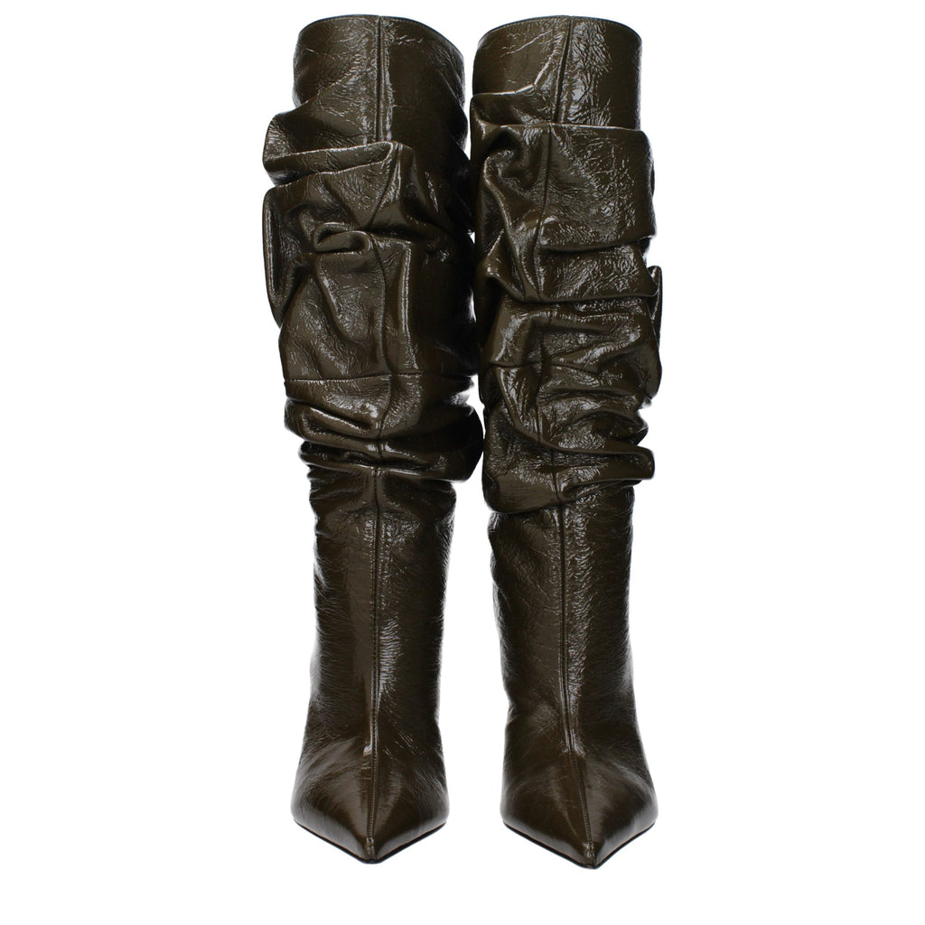 Amina Muaddi Green Leather Boot