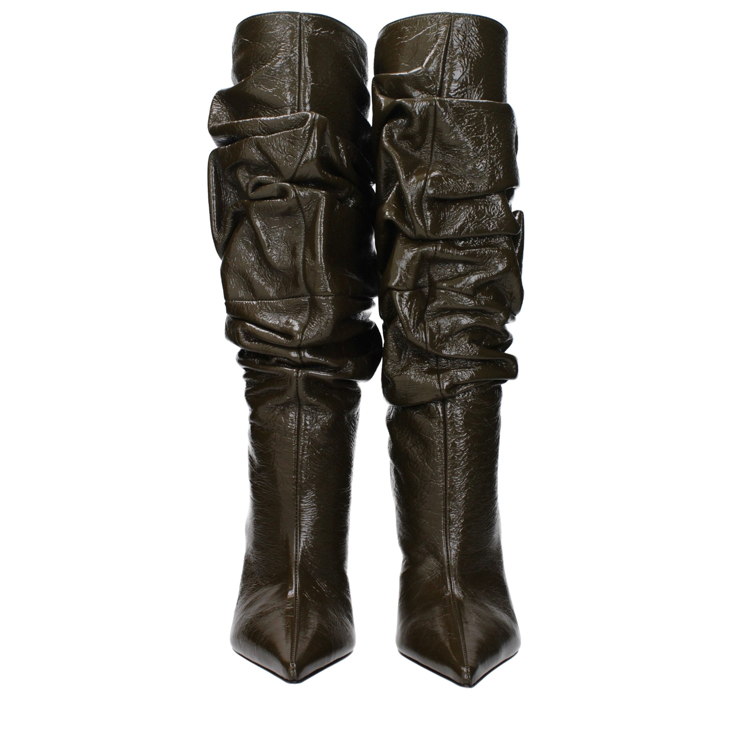 Amina Muaddi Green Leather Boot