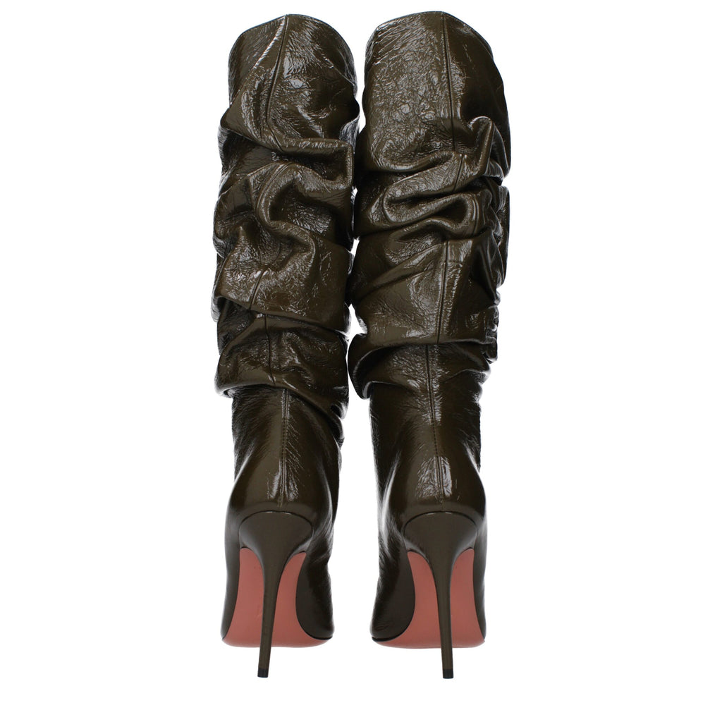 Amina Muaddi Green Leather Boot