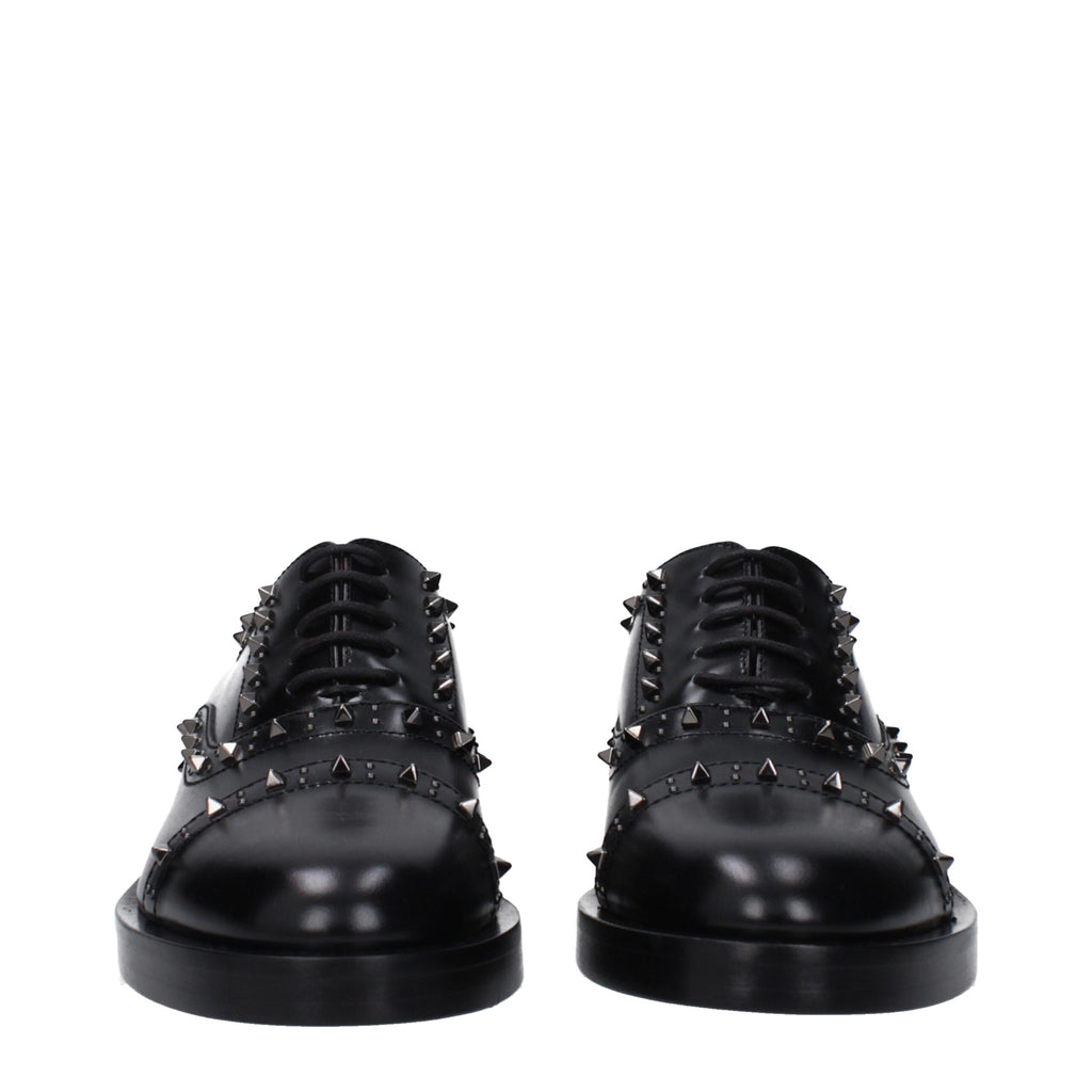 Valentino Garavani Black Leather Oxfords And Derby