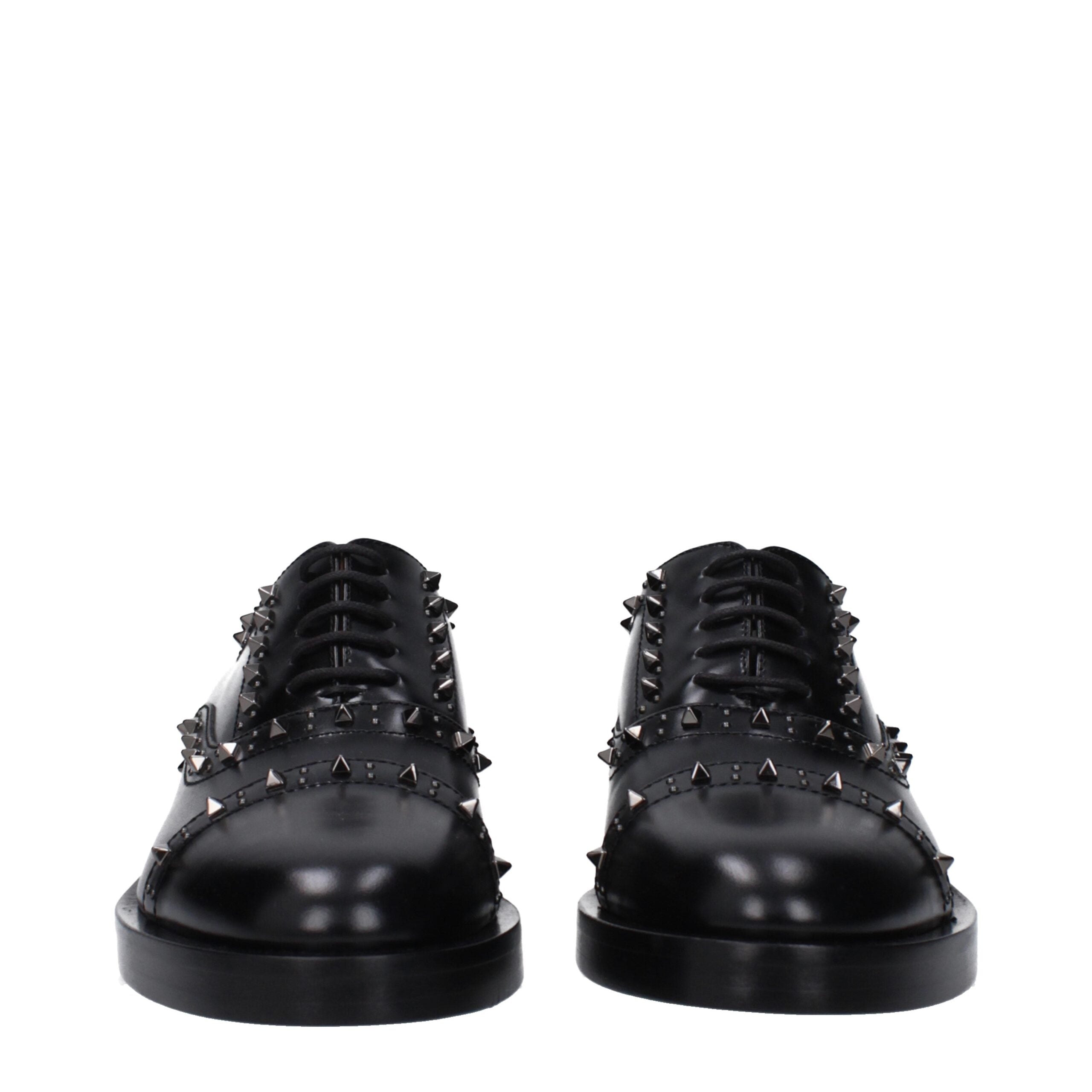Valentino Garavani Black Leather Oxfords And Derby