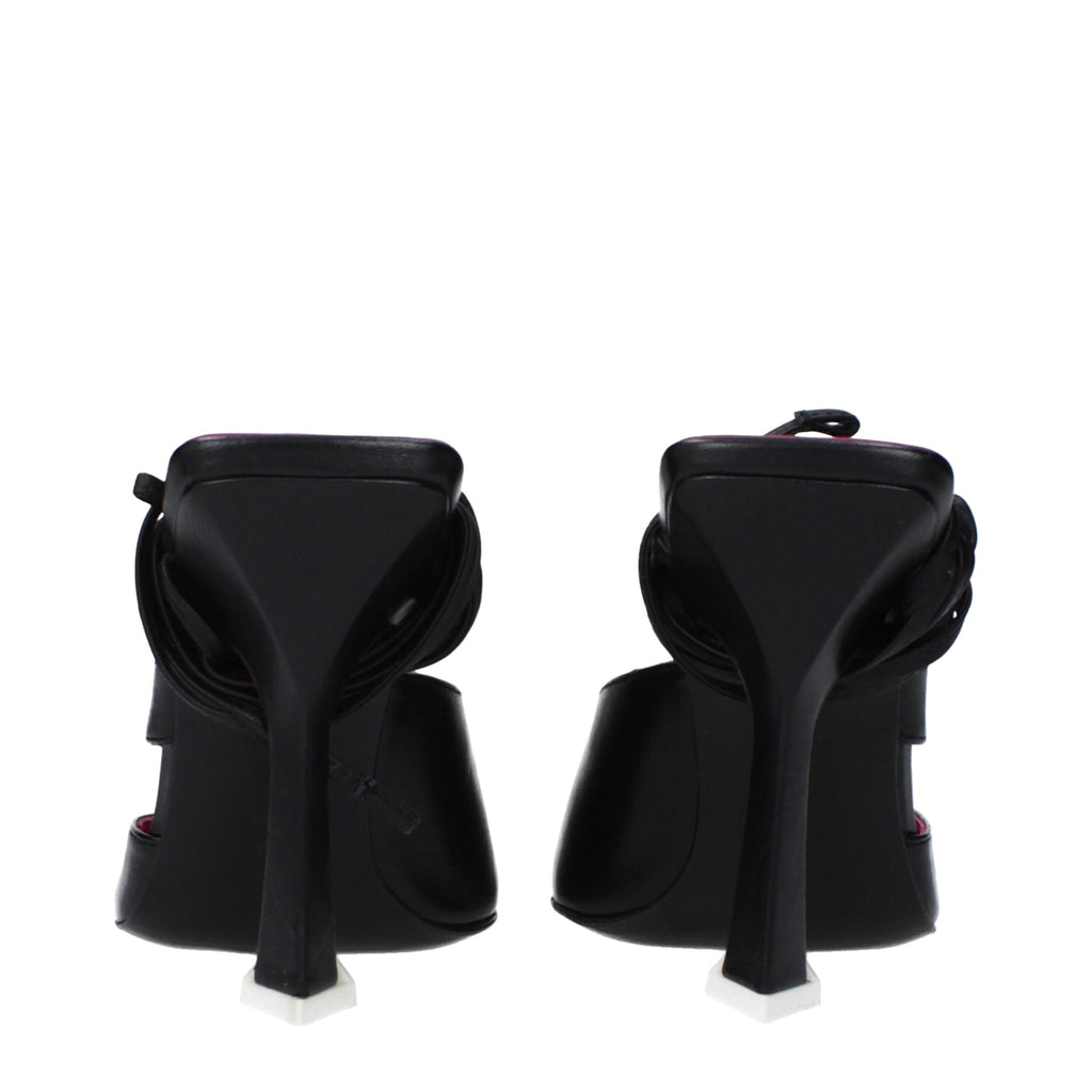 The Attico Black Leather Sandal