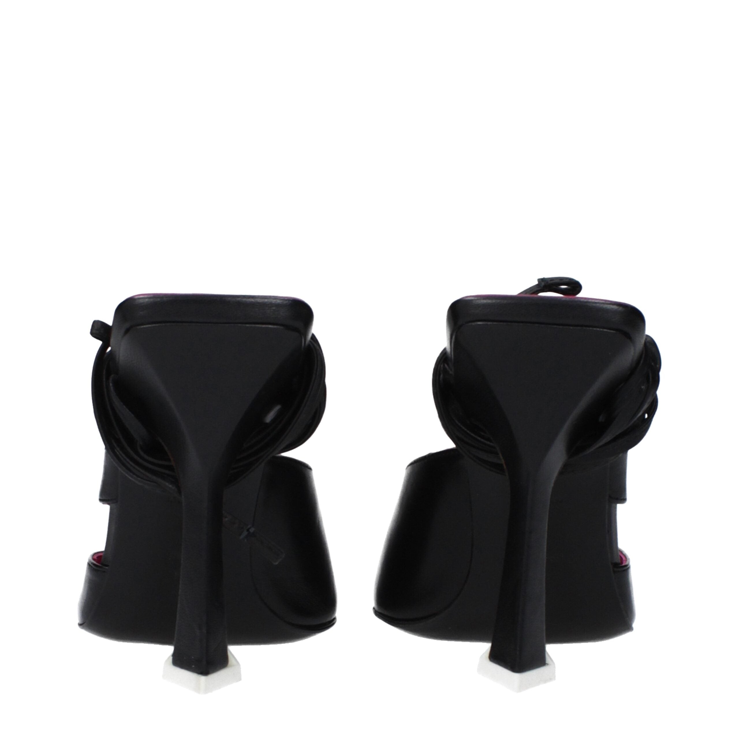 The Attico Black Leather Sandal