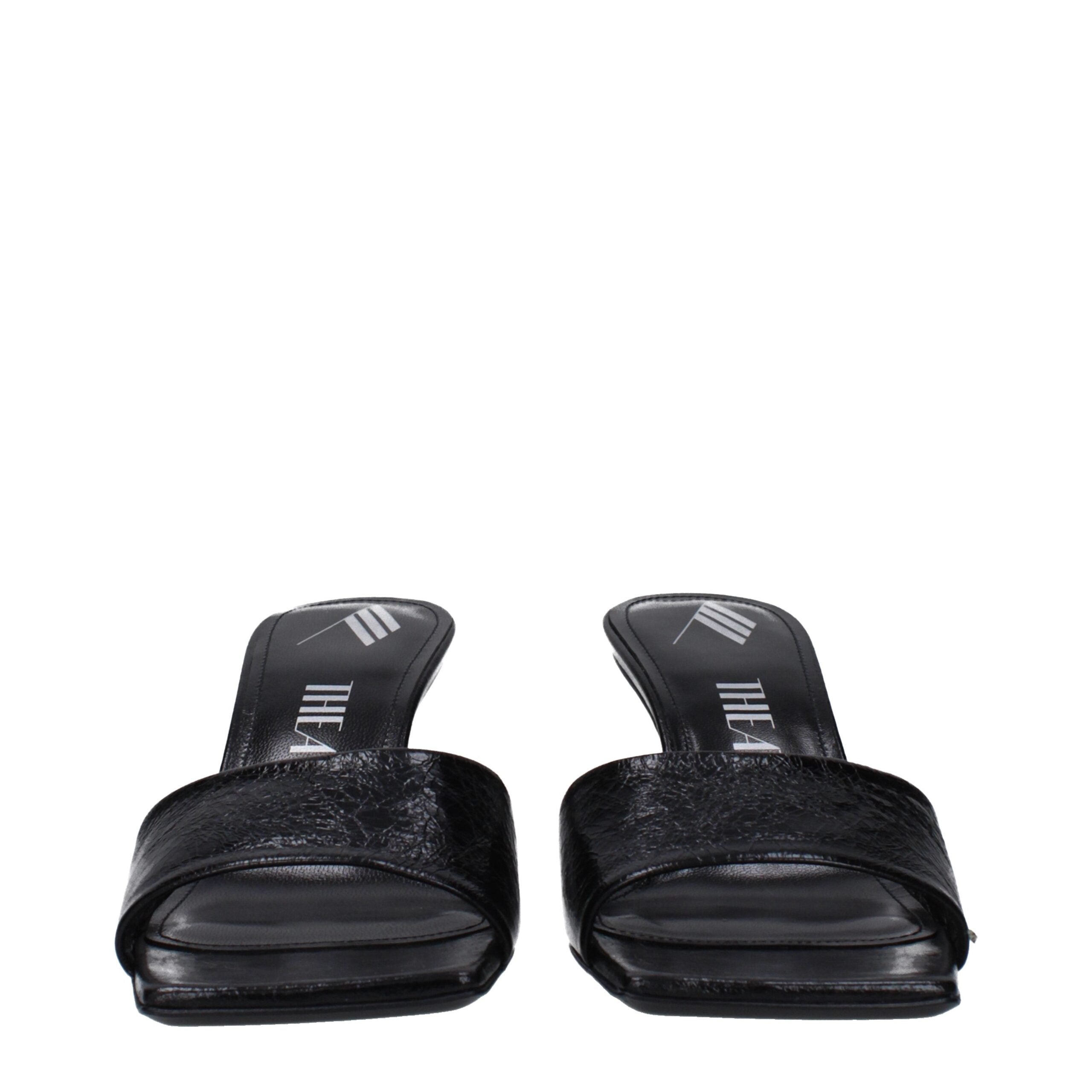 The Attico Black Leather Sandal
