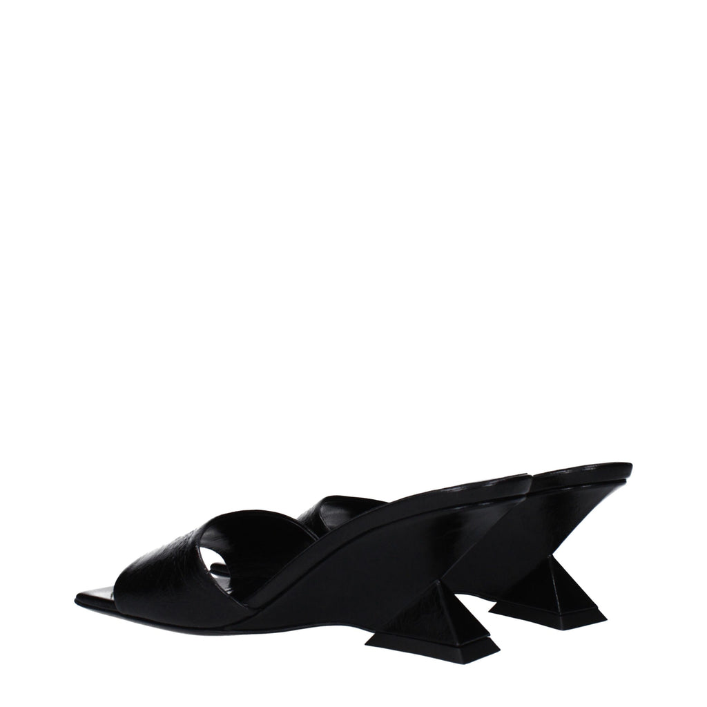 The Attico Black Leather Sandal