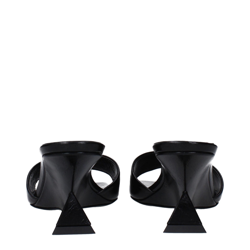 The Attico Black Leather Sandal