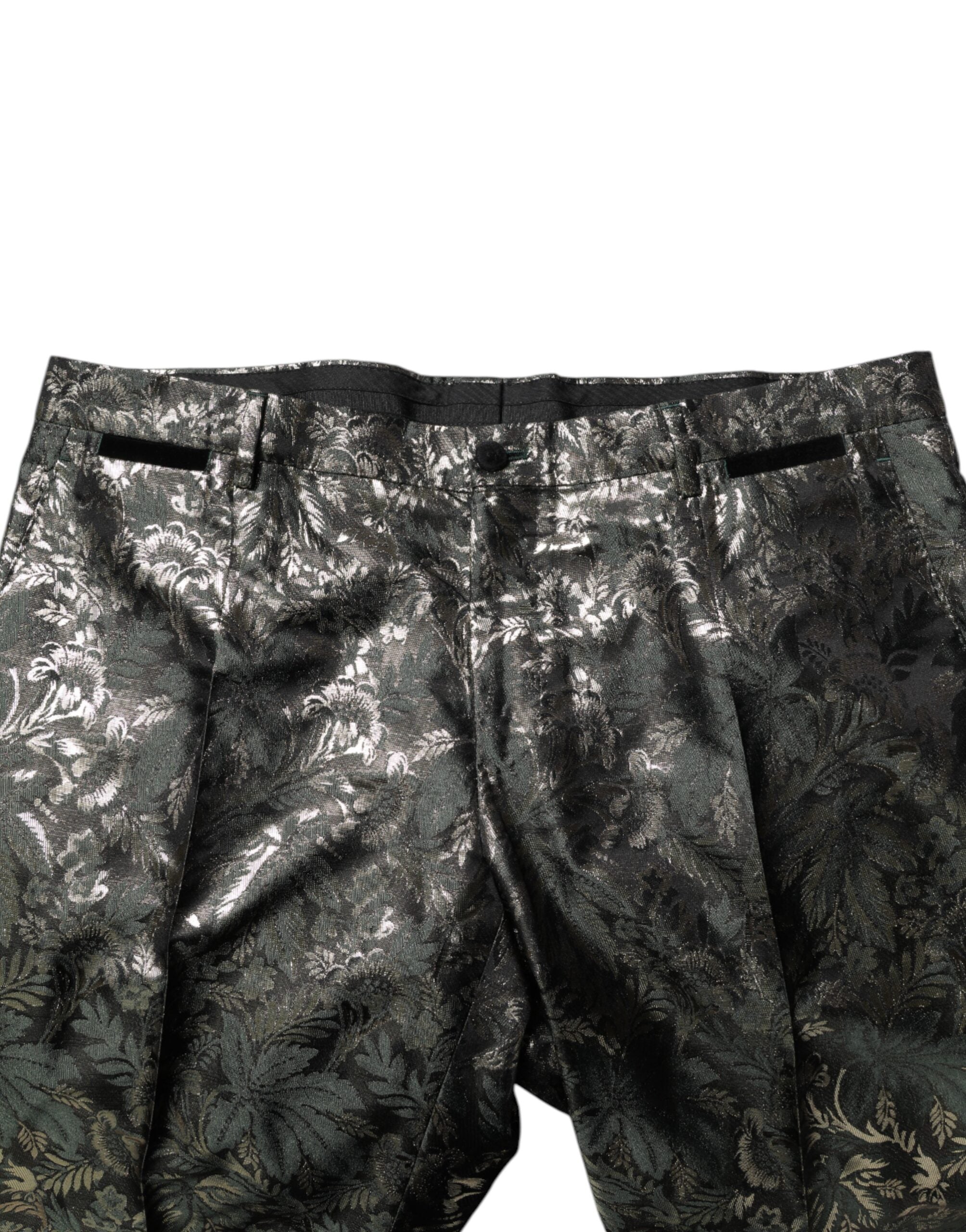 Dolce & Gabbana Metallic Floral Jacquard Silk 2 Piece Suit