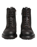 Dolce & Gabbana Dark Brown Leather Lace Up Mid Calf Boots Shoes