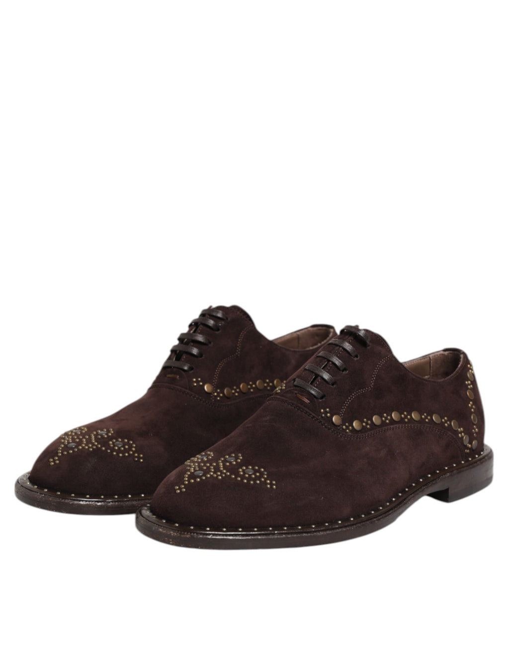 Dolce & Gabbana Elegant Brown Velvet Oxford Lace-up Shoes
