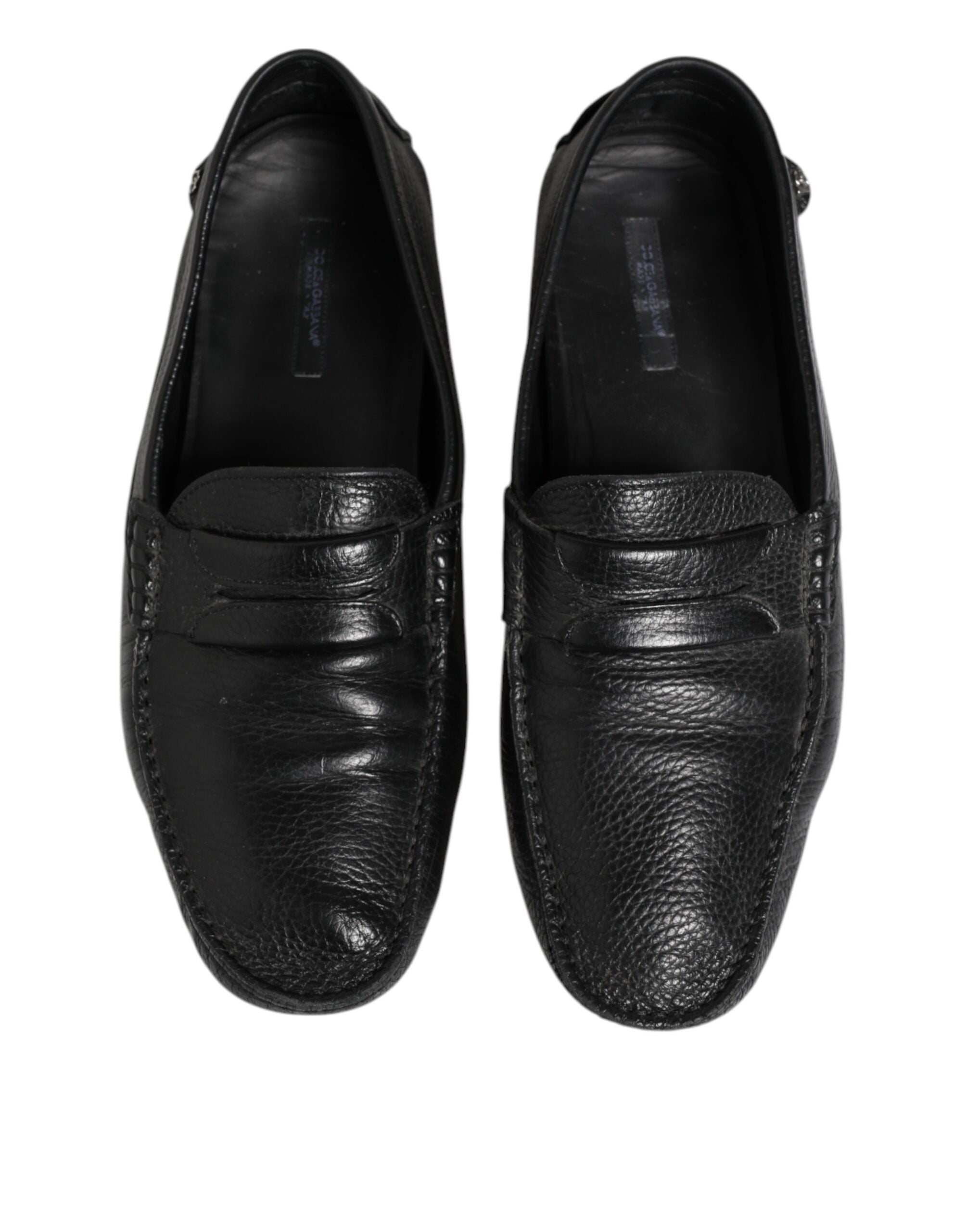 Dolce & Gabbana Black Leather Slip On Mocassin Loafer Shoes