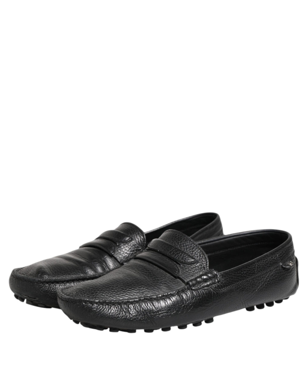 Dolce & Gabbana Black Leather Slip On Mocassin Loafer Shoes