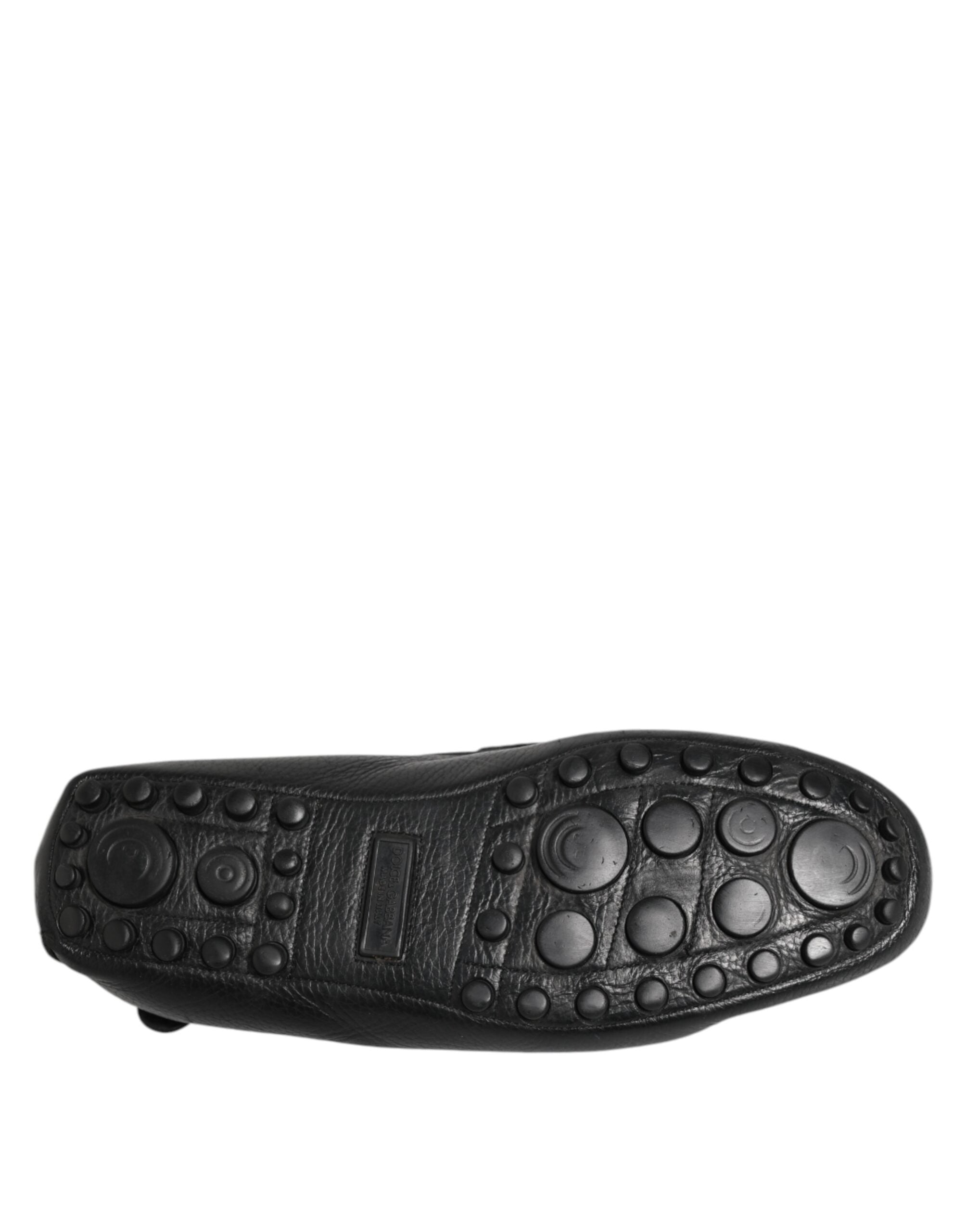 Dolce & Gabbana Black Leather Slip On Mocassin Loafer Shoes