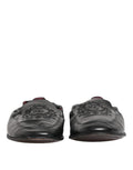 Dolce & Gabbana Black Leather Slip On Men Flat Loafers Shoes