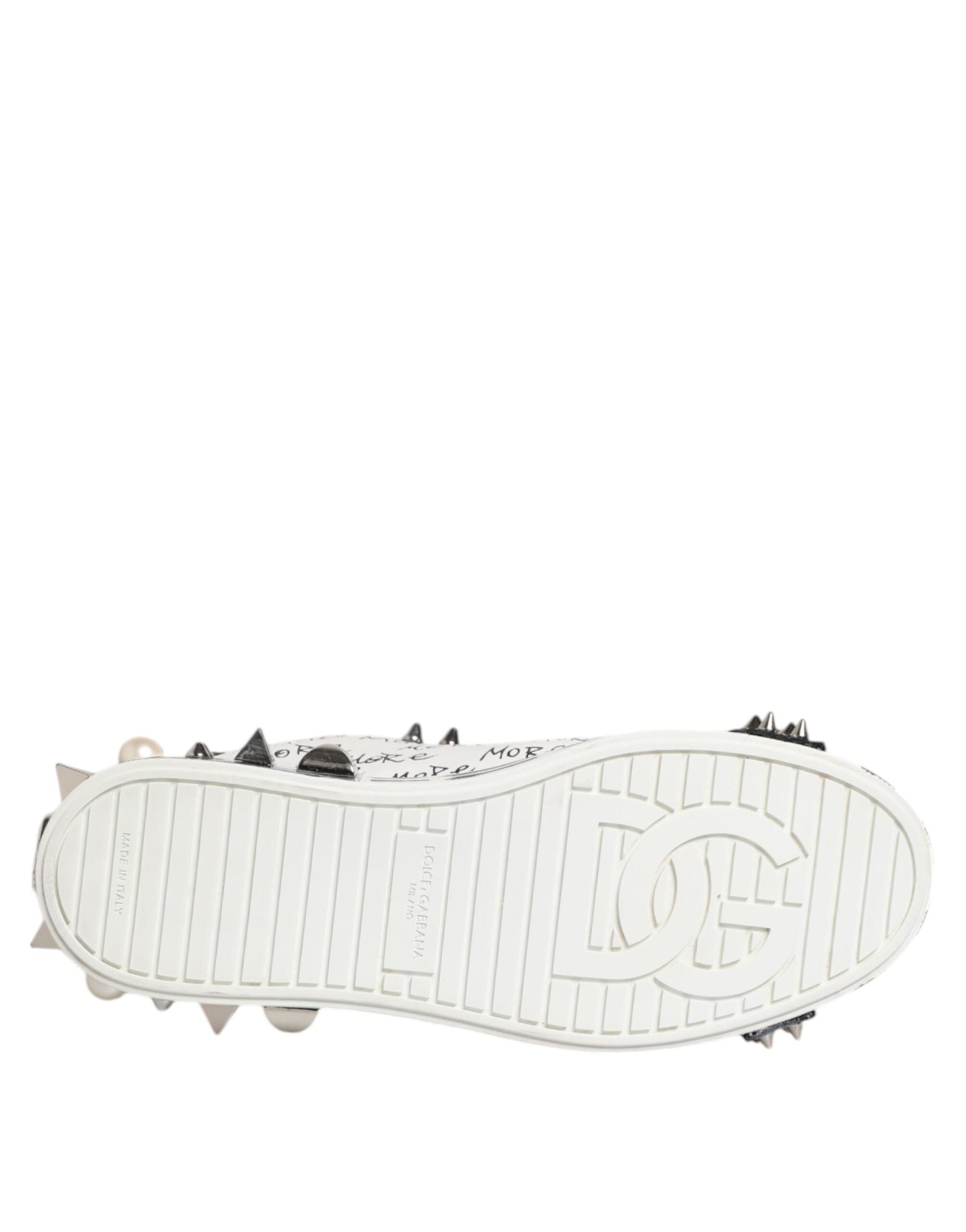 Dolce & Gabbana Black White Studded Low Top Sneakers Shoes