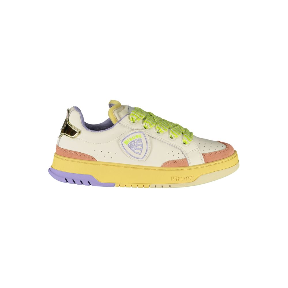 Blauer White Polyester Sneaker