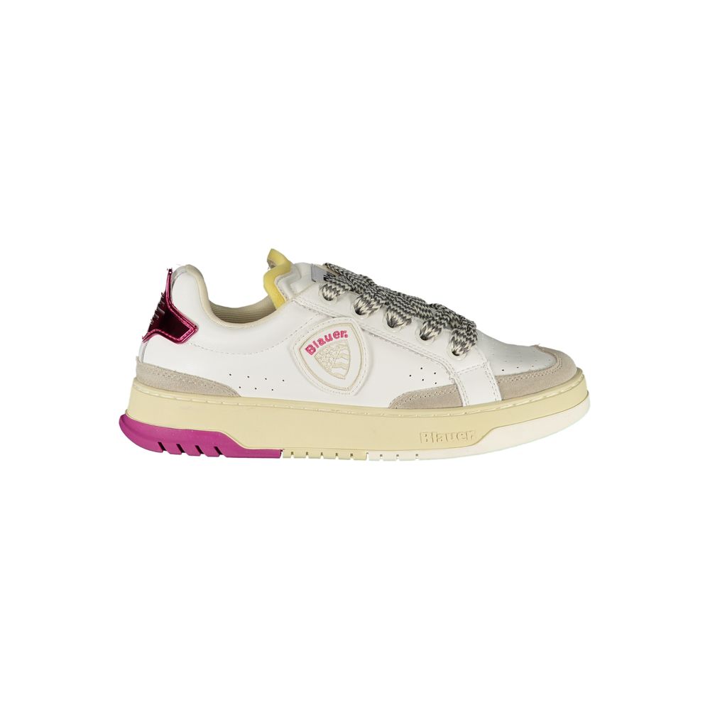 Blauer White Polyester Sneaker