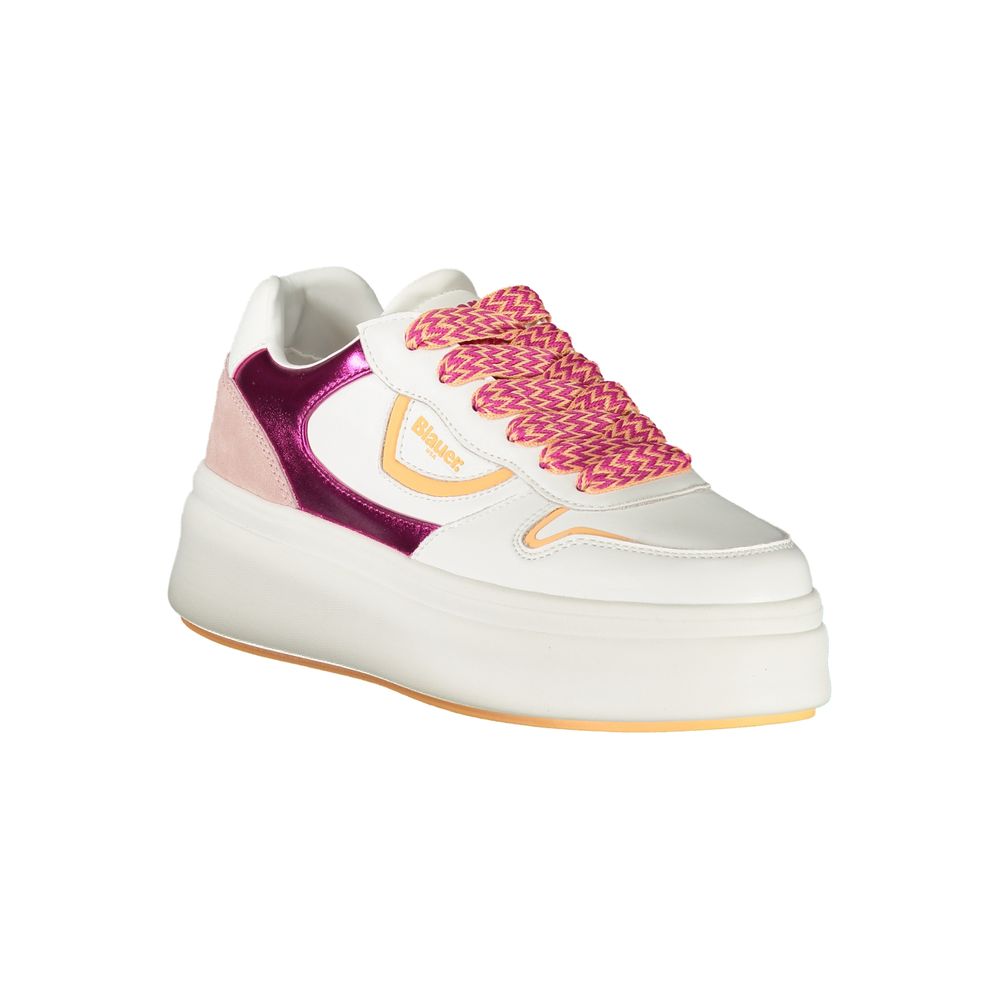 Blauer White Polyester Sneaker