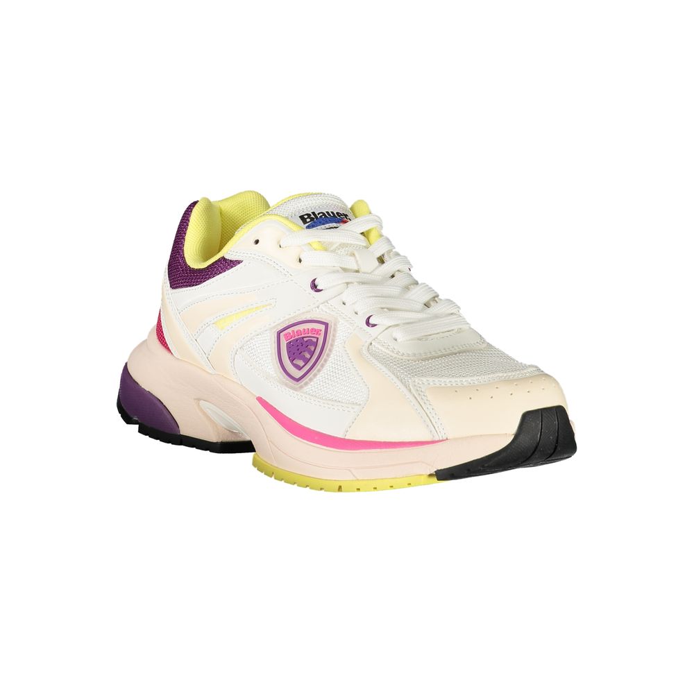 Blauer White Polyester Sneaker