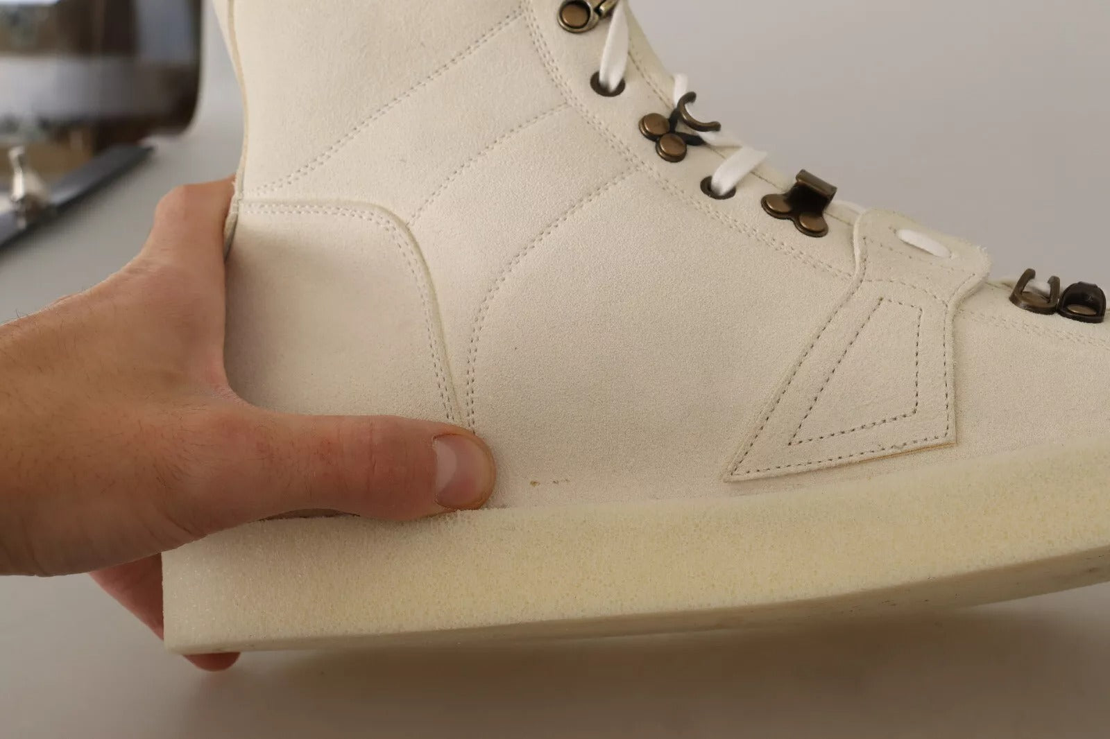 Botines Dolce & Gabbana de cuero blanco con cordones para hombre