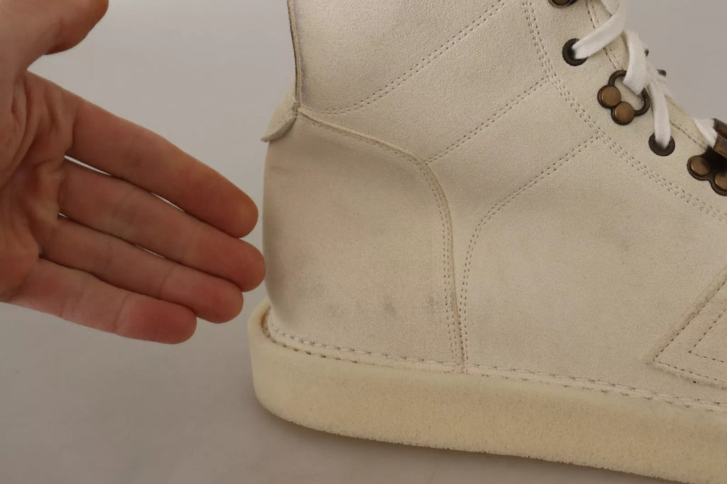 Botines Dolce & Gabbana de cuero blanco con cordones para hombre