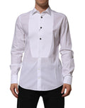 Dolce & Gabbana White Bib Cotton Poplin GOLD Men Formal Shirt