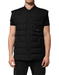 Dolce & Gabbana Black Sleeveless Parka Logo Plaque Jacket