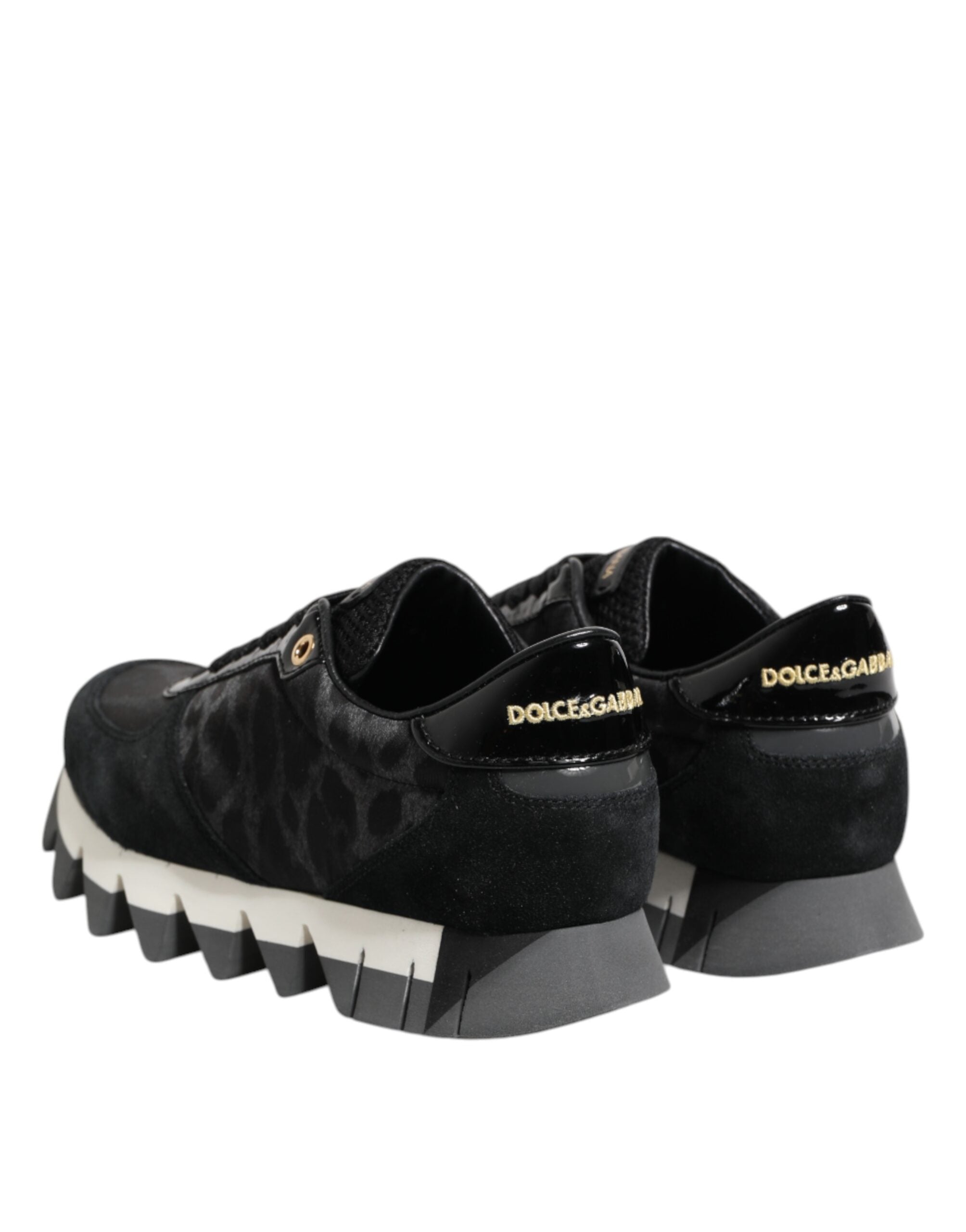 Dolce & Gabbana Black Gray Leopard Low Top Sneakers Shoes