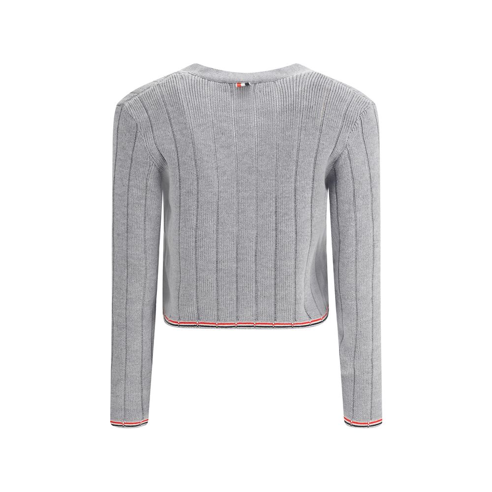 Thom Browne Ladder Full Needle Rib Stitch V Neck Car