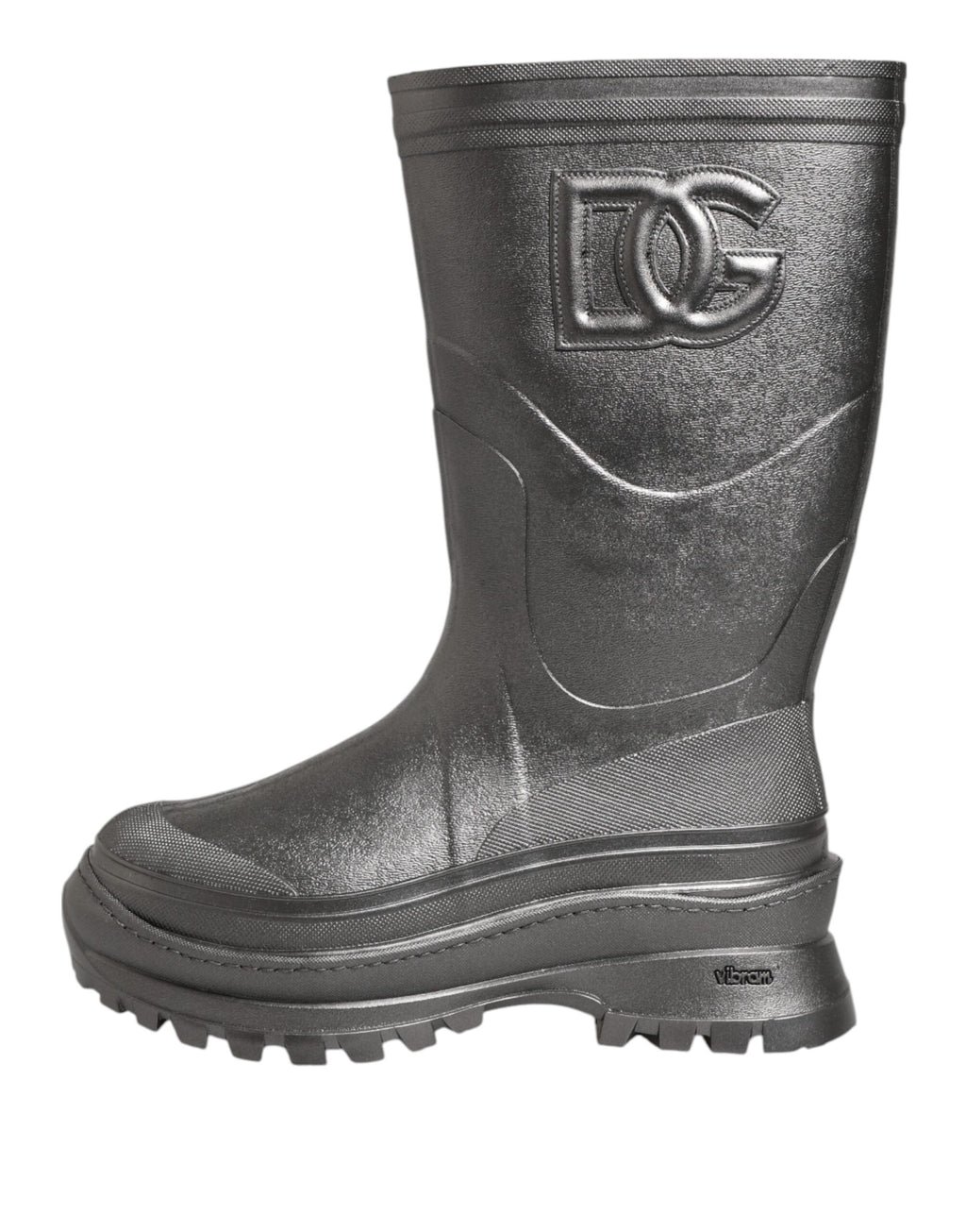 Dolce & Gabbana Black Argento Pull On Rain Boots Shoes