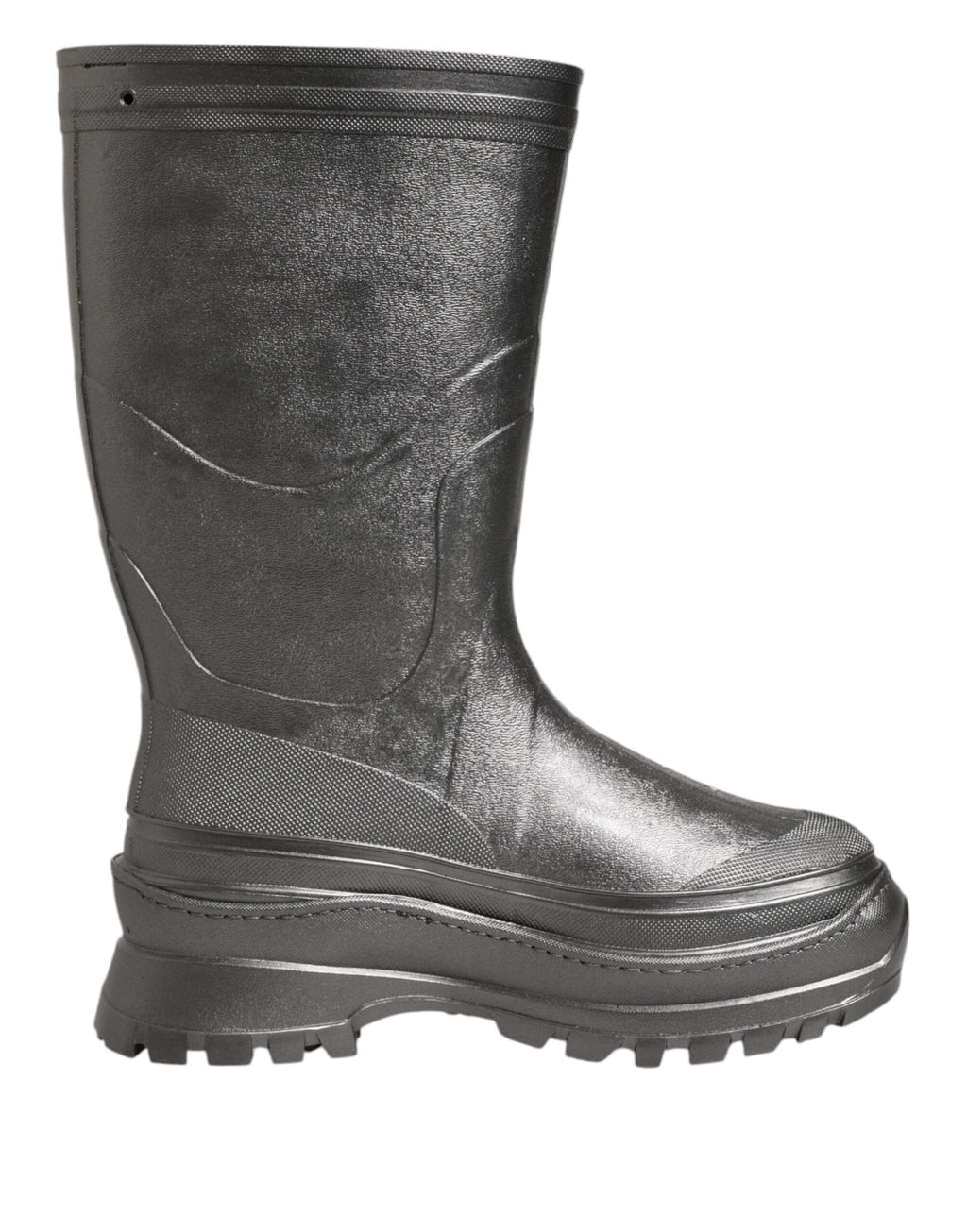 Dolce & Gabbana Black Argento Pull On Rain Boots Shoes