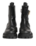 Botas de becerro de senderismo con logotipo DG en negro y dorado de Dolce & Gabbana