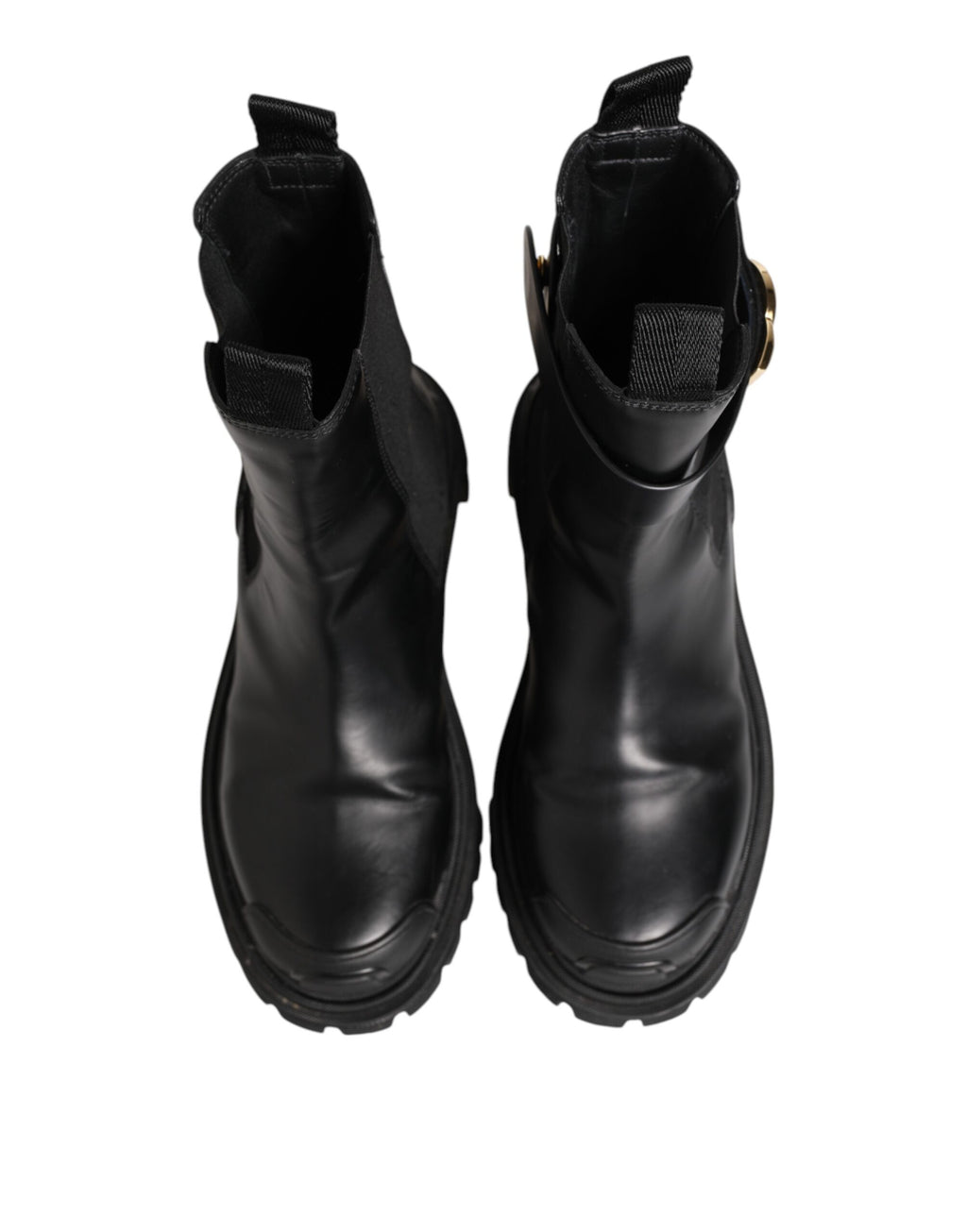 Dolce & Gabbana Black Gold DG Logo Trekking Calf Boots Shoes