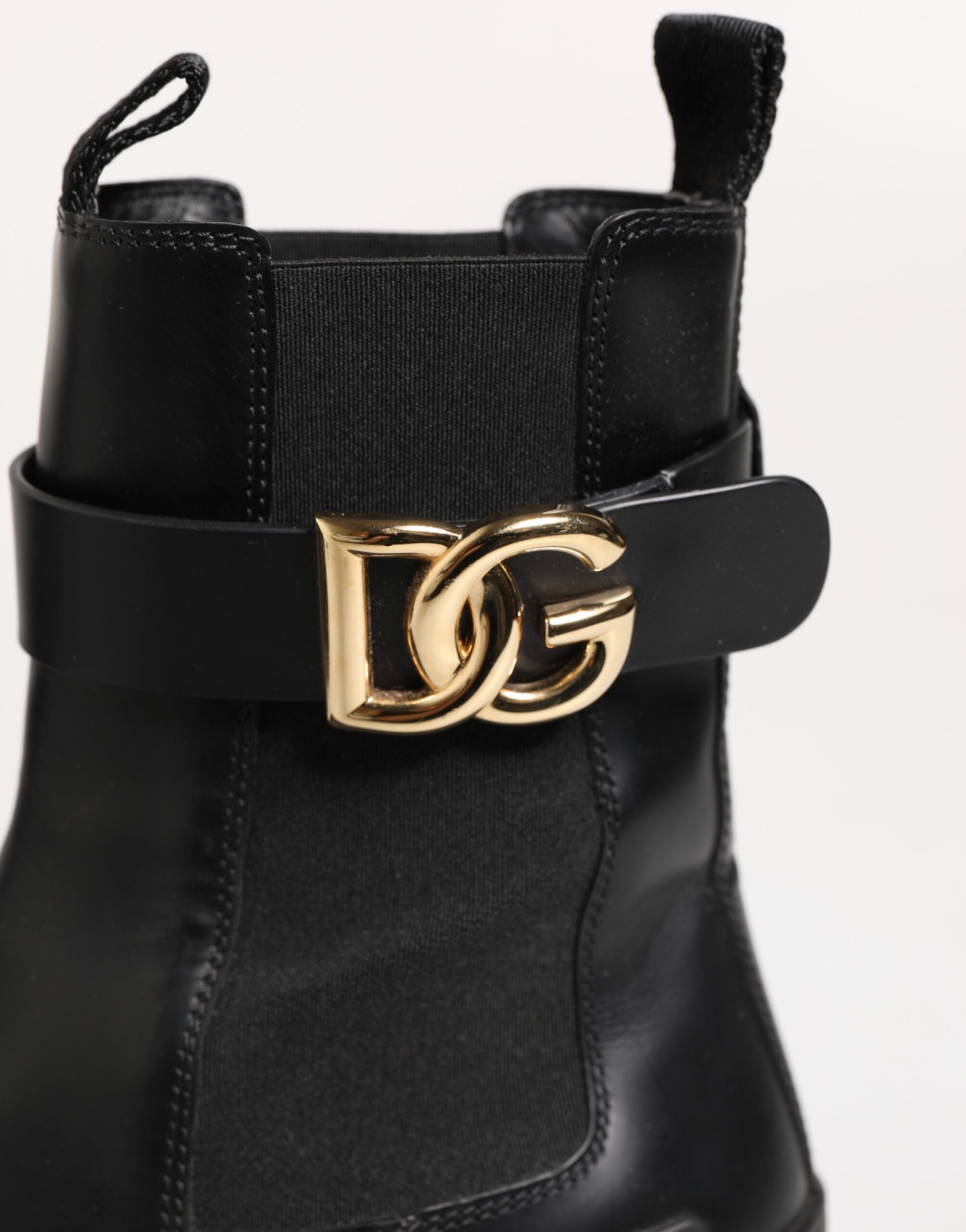 Botas de becerro de senderismo con logotipo DG en negro y dorado de Dolce & Gabbana