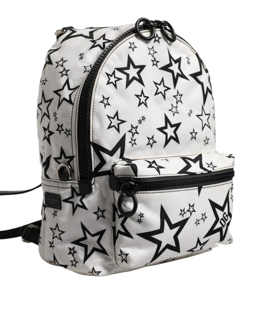Dolce & Gabbana White DG Stars Print Nylon Travel Backpack Bag