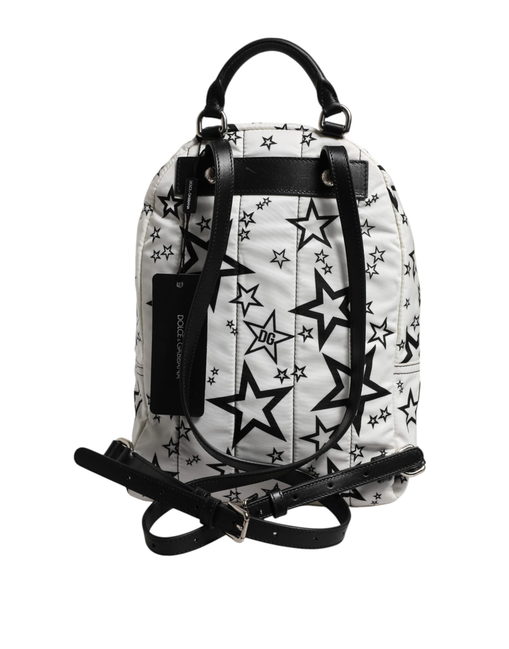 Dolce & Gabbana White DG Stars Print Nylon Travel Backpack Bag