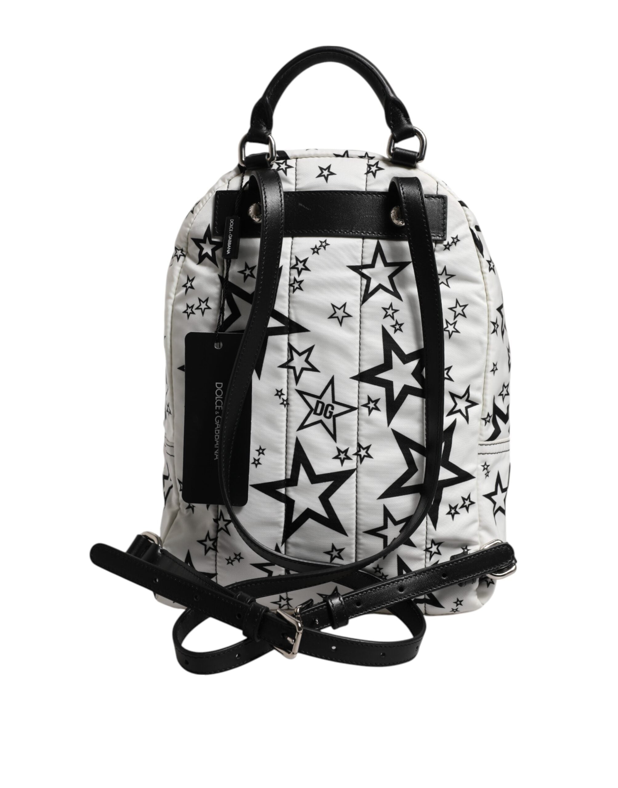 Dolce & Gabbana White DG Stars Print Nylon Travel Backpack Bag