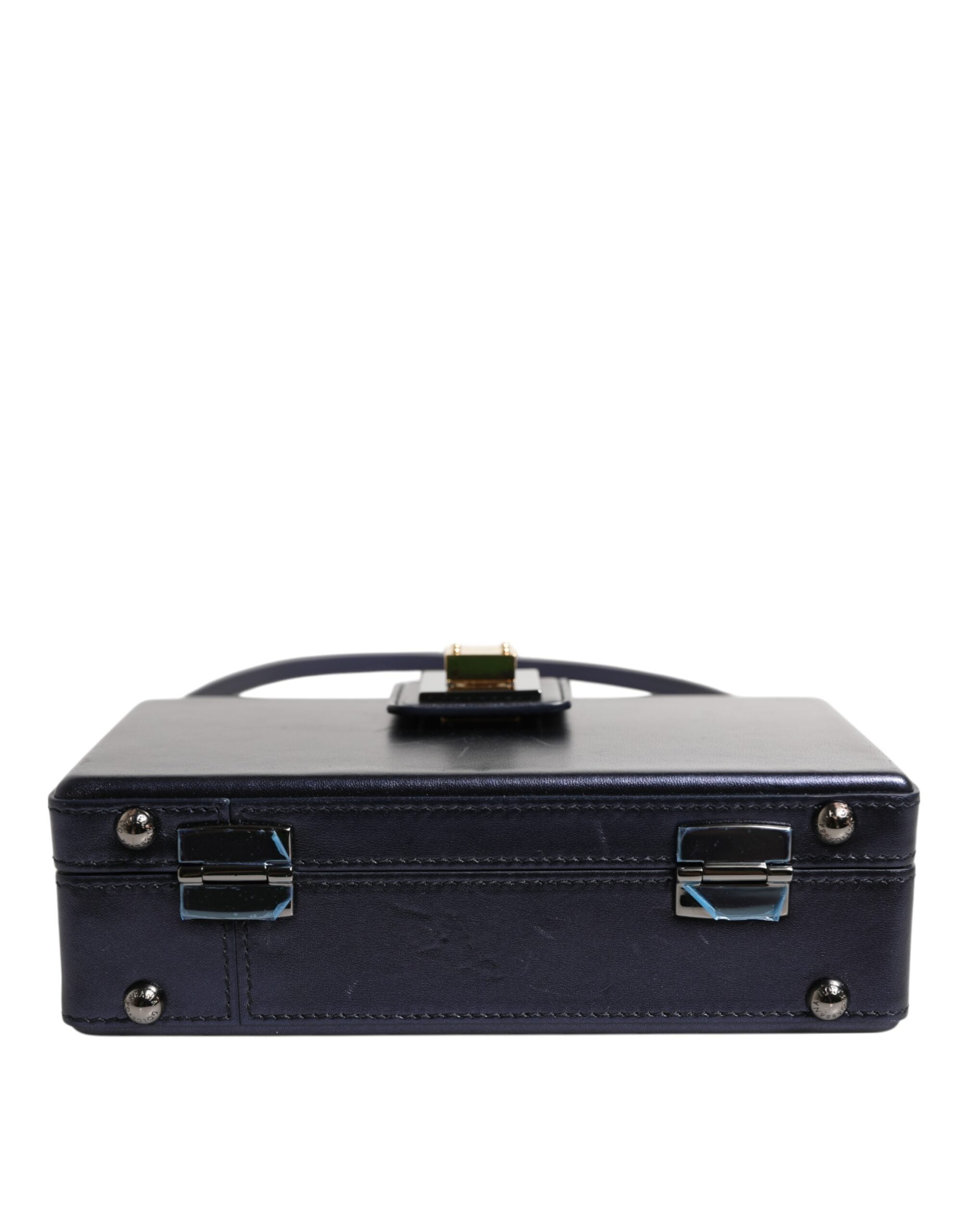 Dolce & Gabbana Blue DG BOX Lambskin Leather Crossbody Strap Bag