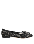 Zapatos planos con cristales y encaje Taormina negros de Dolce & Gabbana