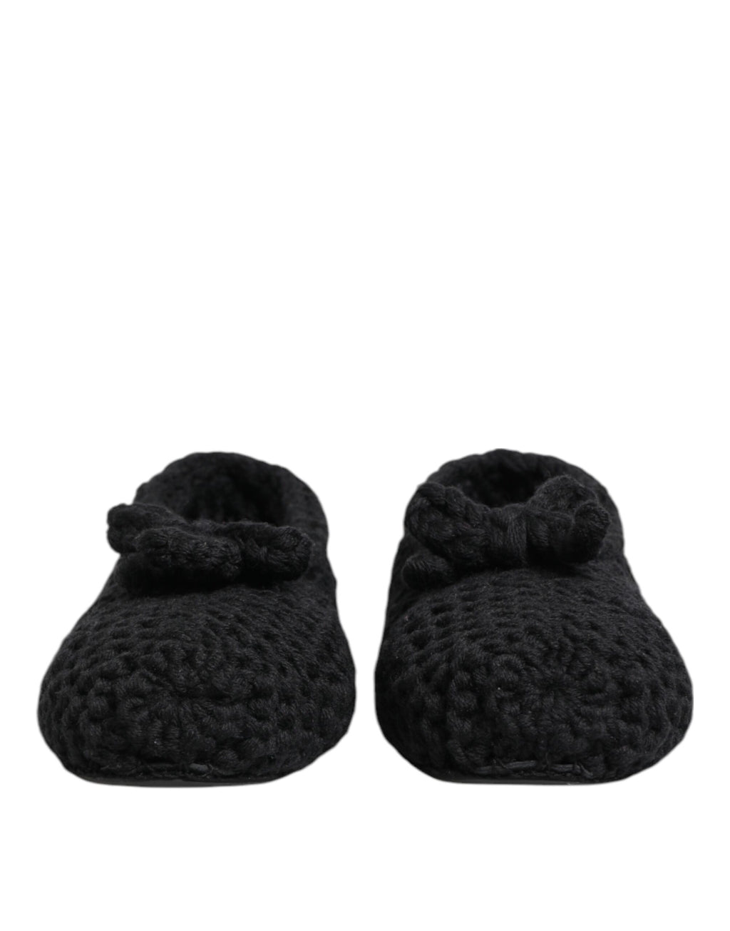 Dolce & Gabbana Black Wool Knit Slip On Ballerina Flats Shoes
