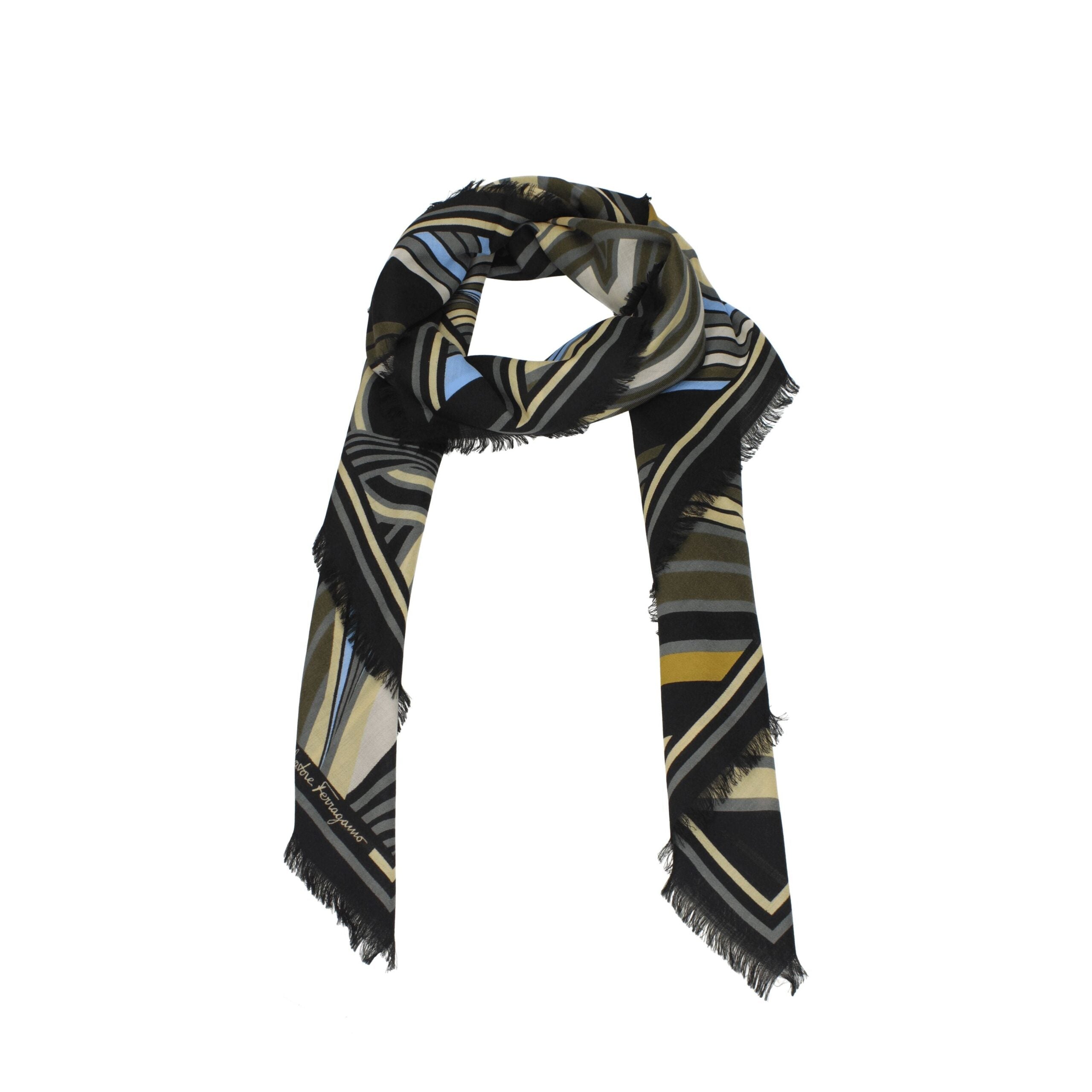 Salvatore Ferragamo Black Wool Foulards