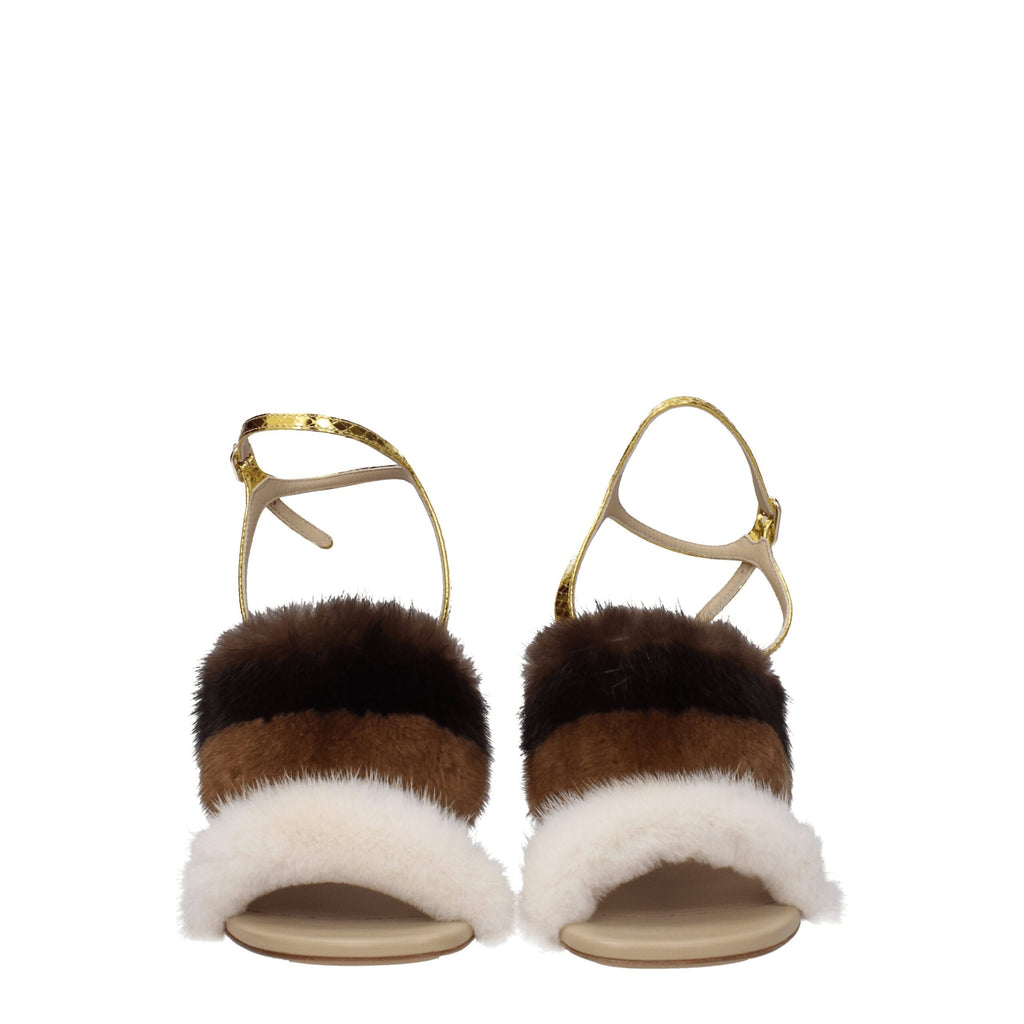 Fendi Brown Mink Strap-Ons Sandals