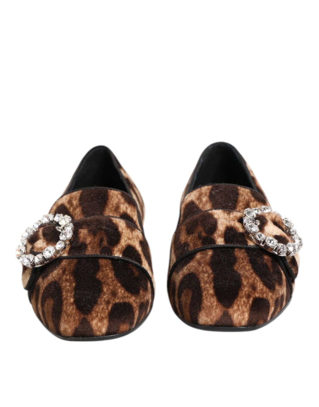 Dolce & Gabbana Brown Leopard Print Crystals Loafers Flats Shoes